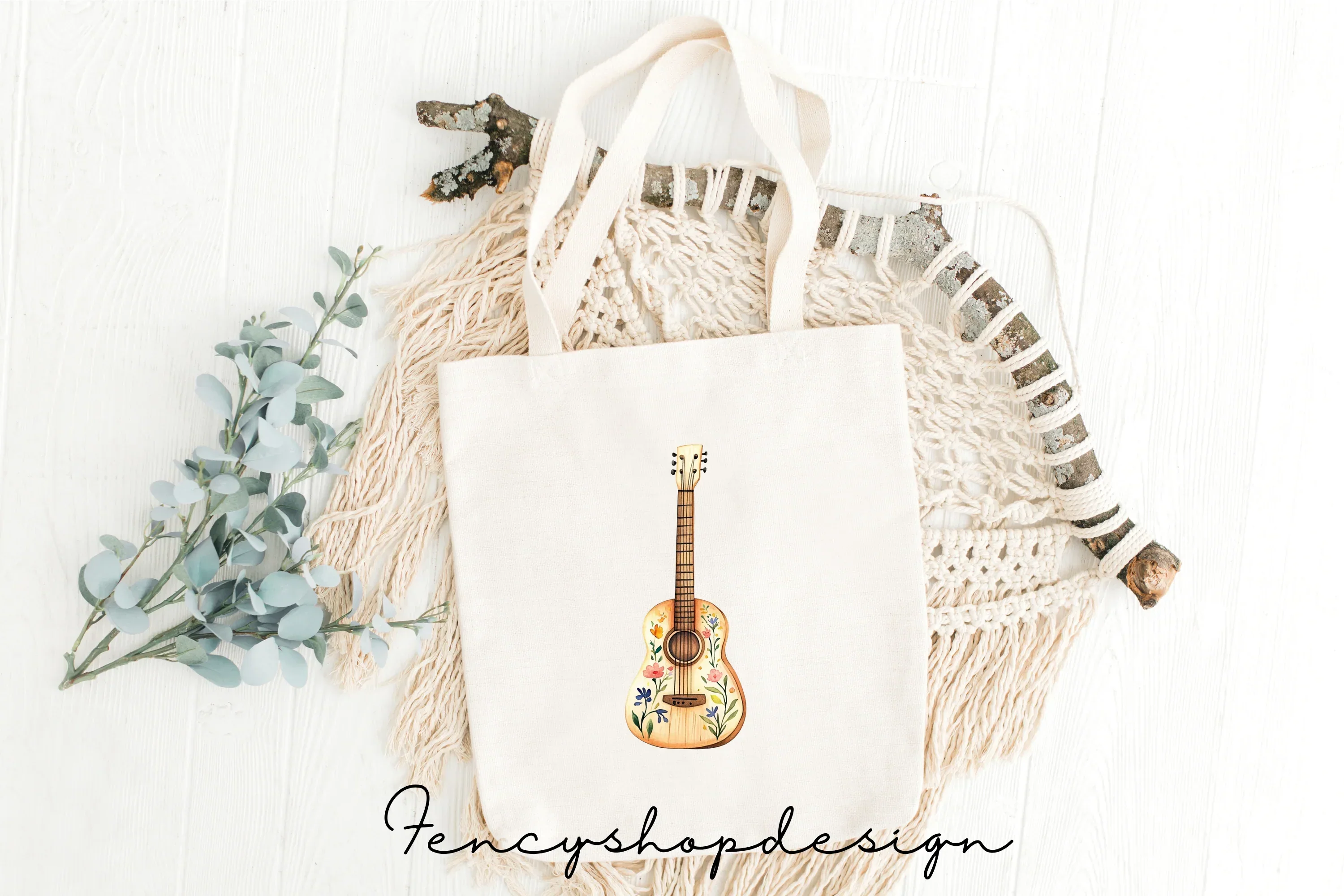 Boho Floral Guitar Clipart Bundle - Image 6