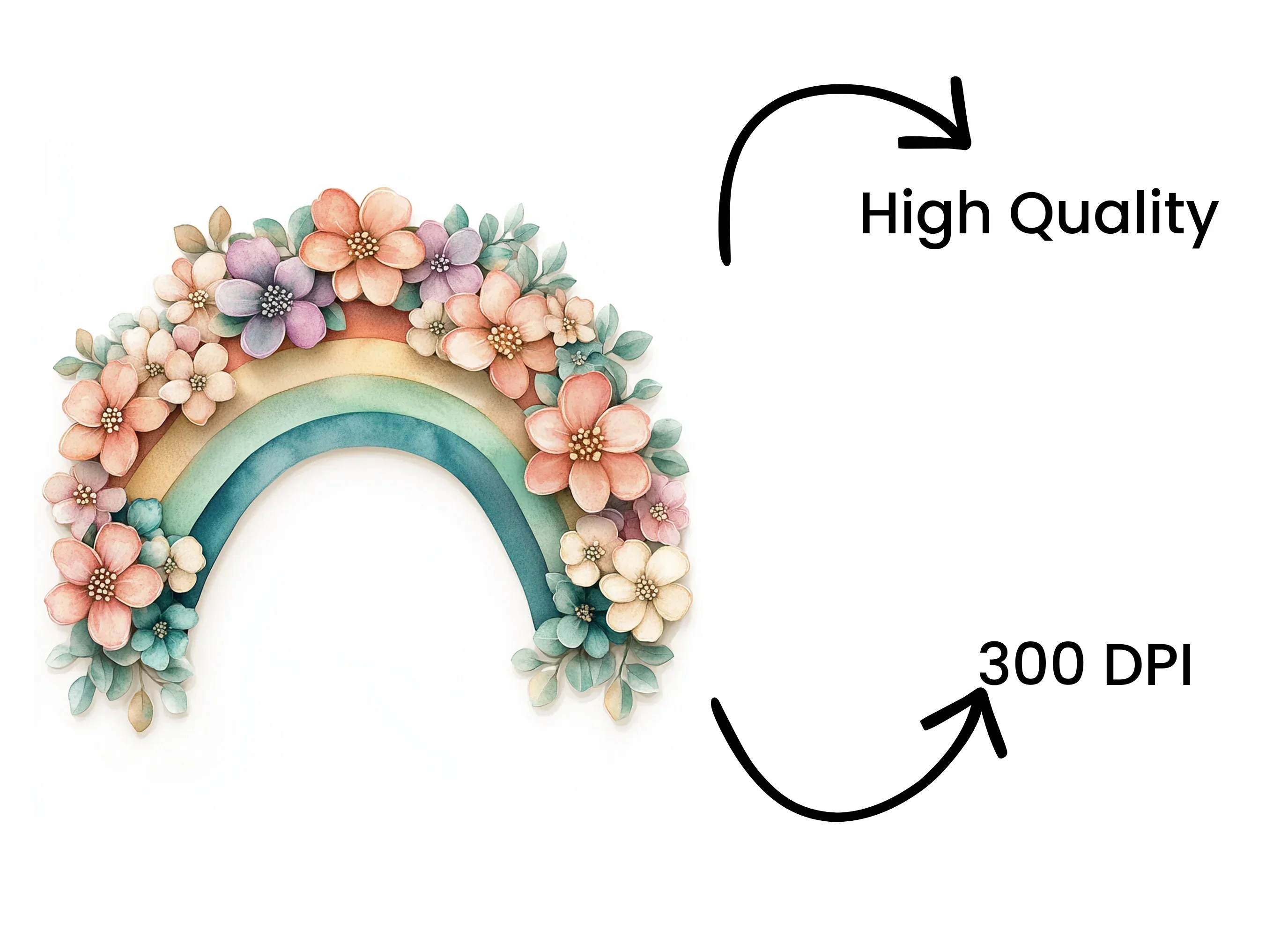Boho Floral Rainbow Clipart Bundle - Image 4
