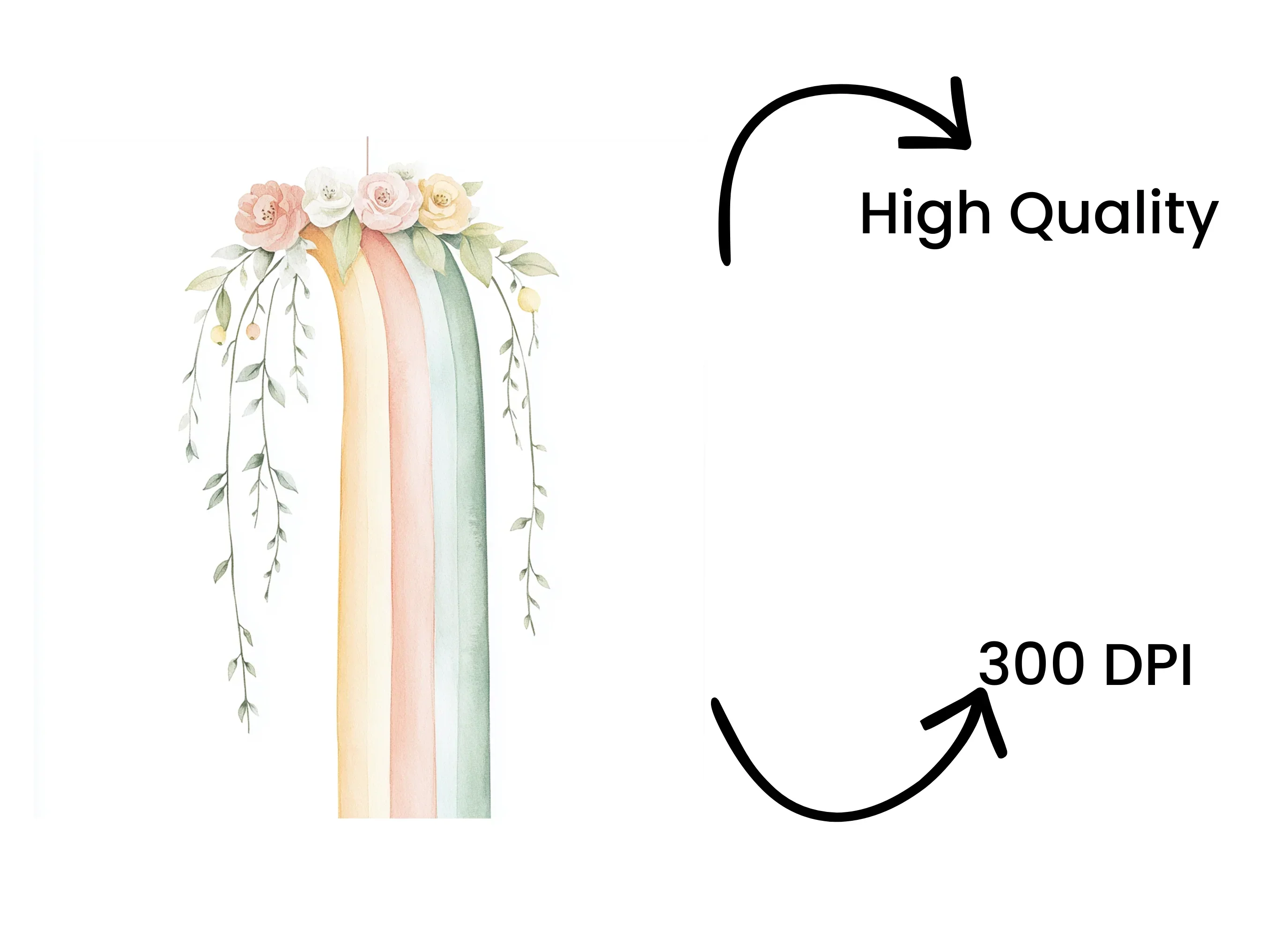 Boho Floral Rainbow Clipart Bundle - Image 4