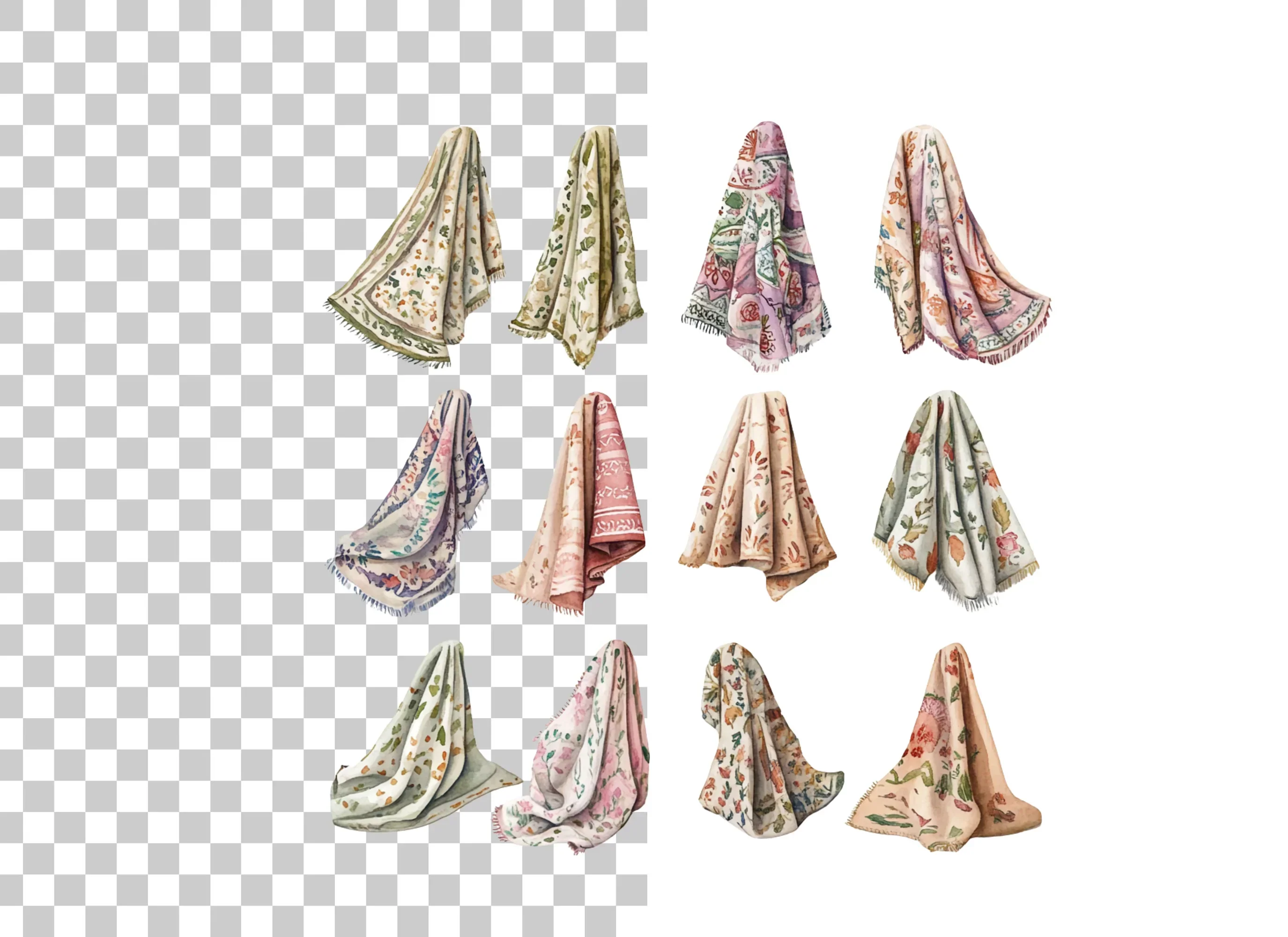 Boho Floral Textile Blanket Clipart Bundle - Image 2