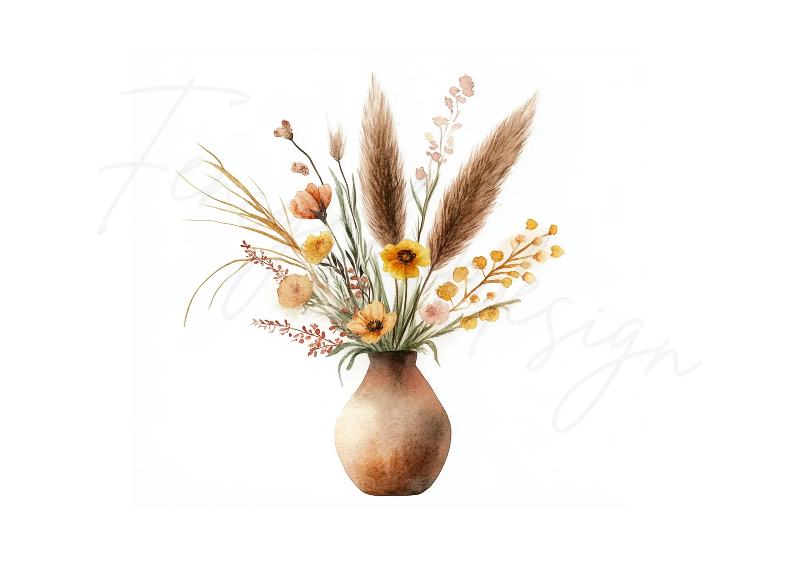 Boho Floral Vases Clipart Bundle - Image 3