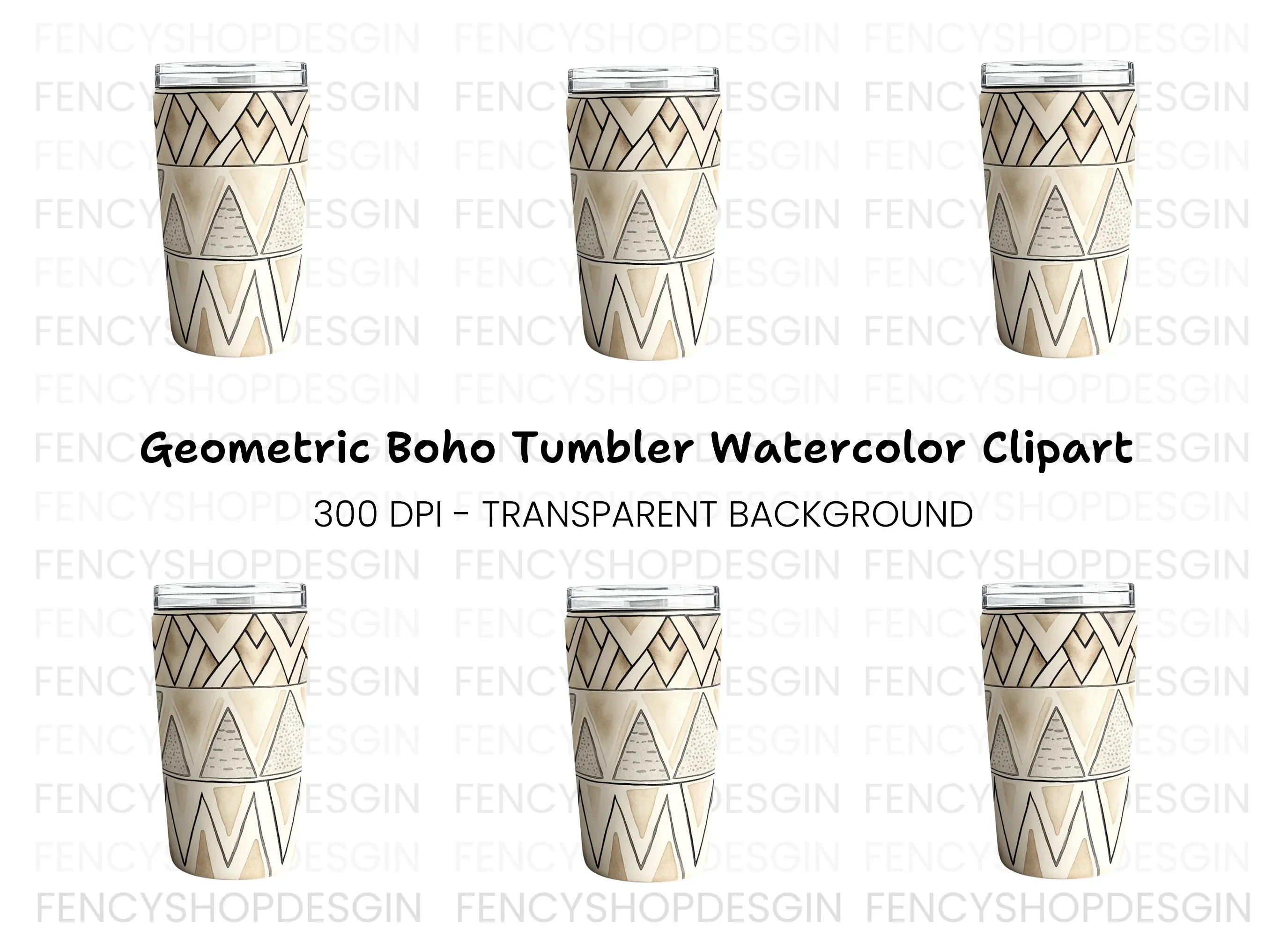Boho Geometric Tumbler Clipart Bundle