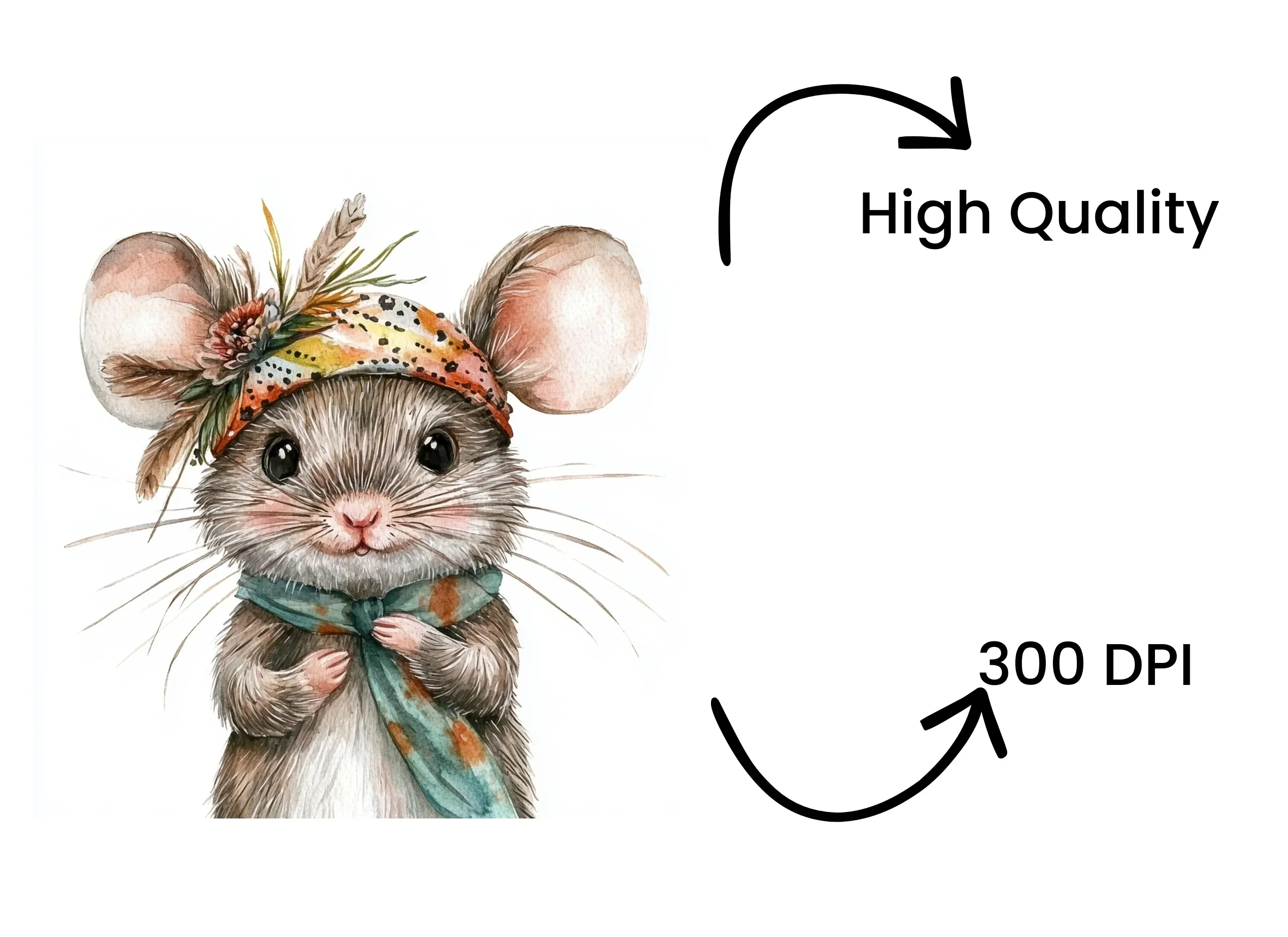 Boho Mouse Clipart Bundle - Image 4