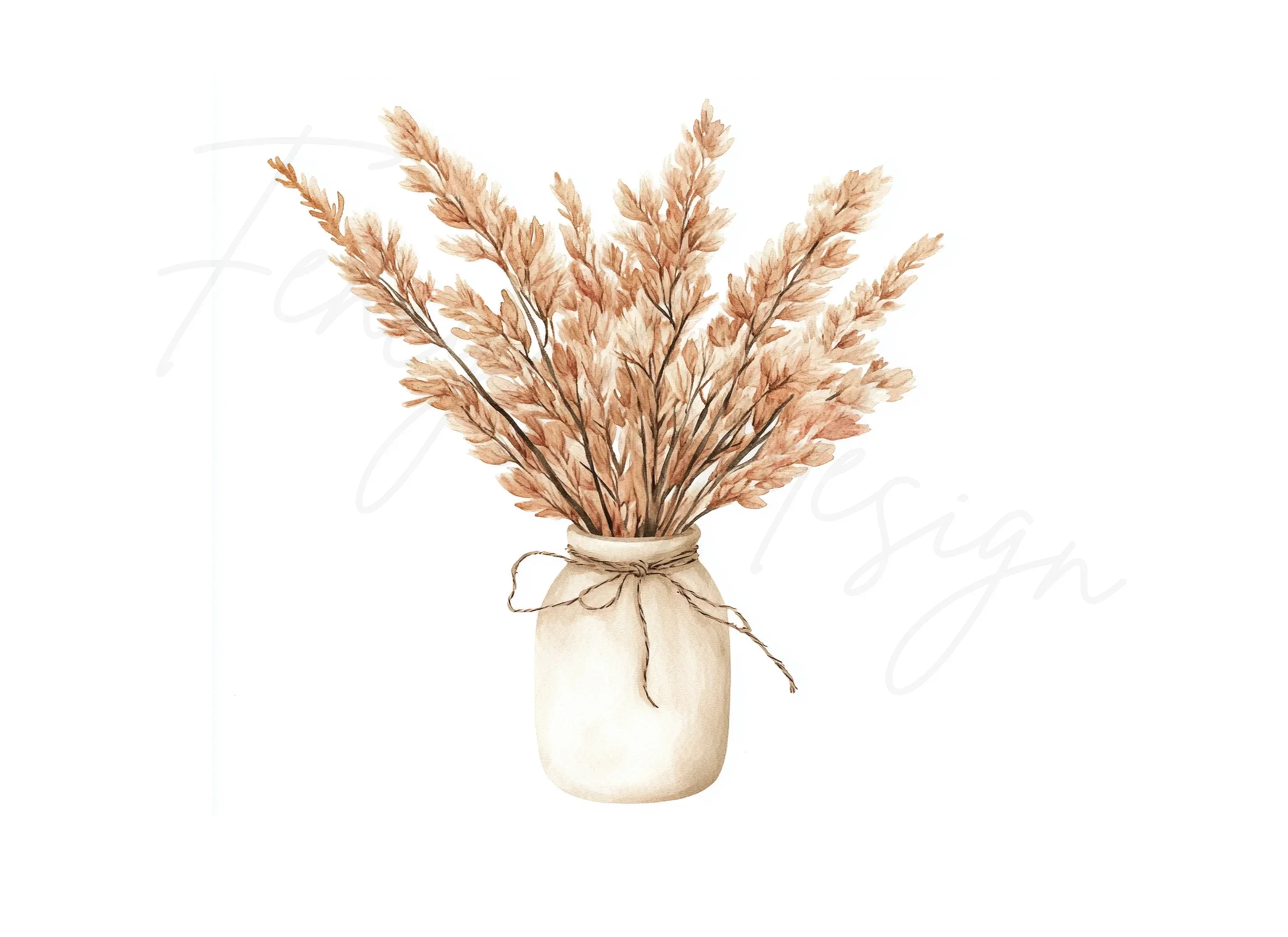 Boho Pampas Grass Clipart Bundle - Image 3