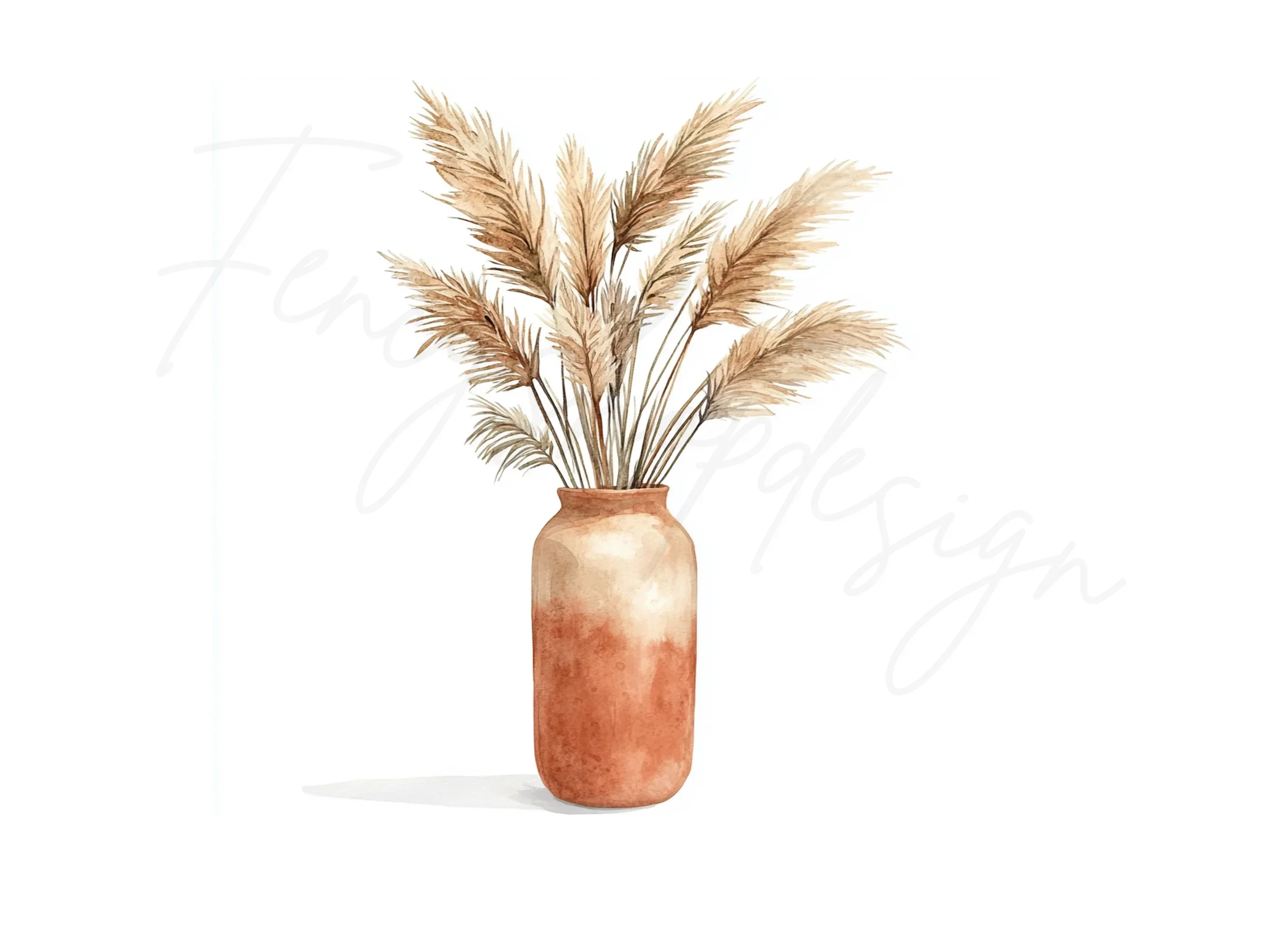 Boho Pampas Grass in Clay Pot Clipart Bundle - Image 3