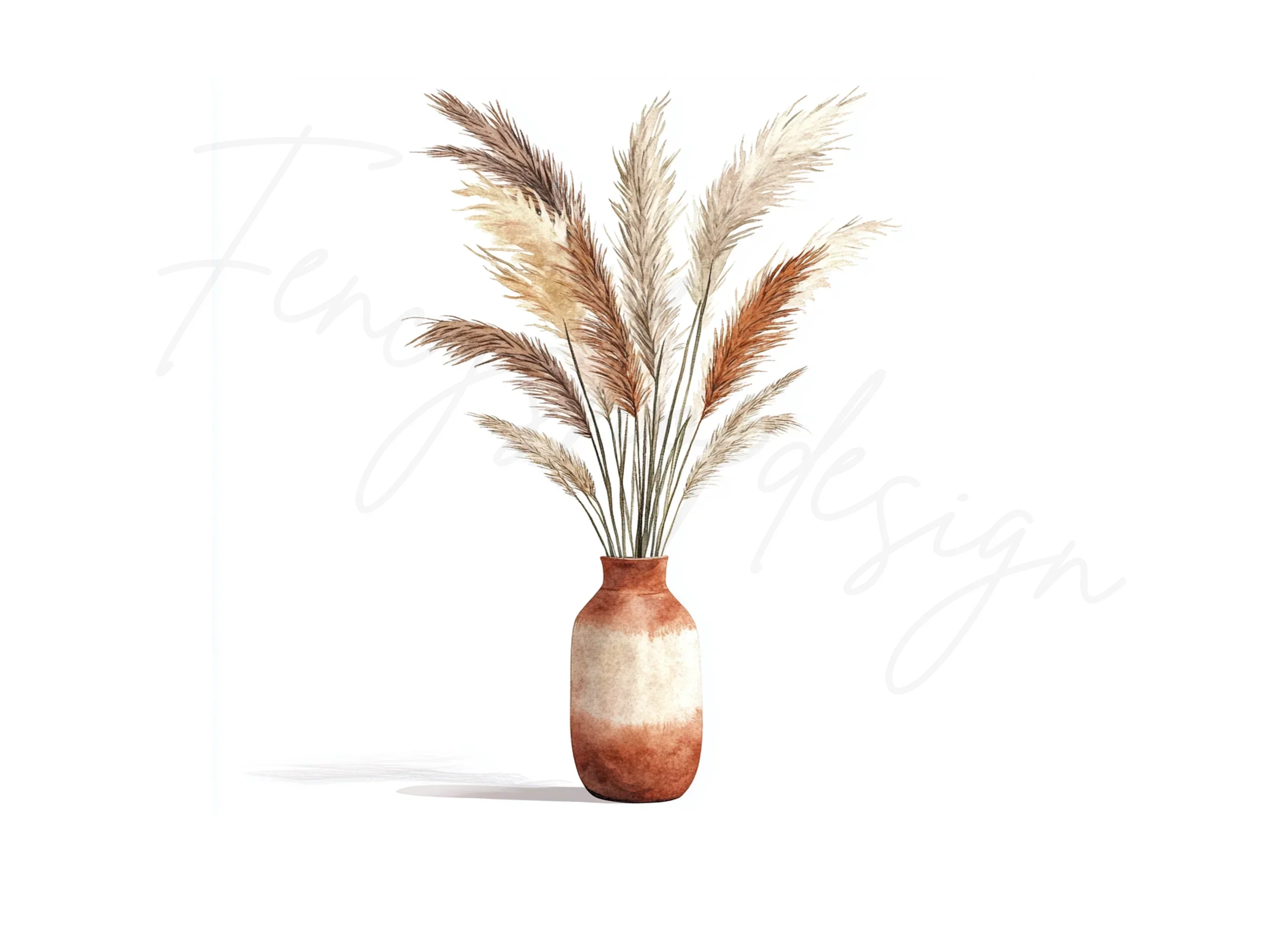 Boho Pampas Grass Vase Clipart Bundle - Image 3