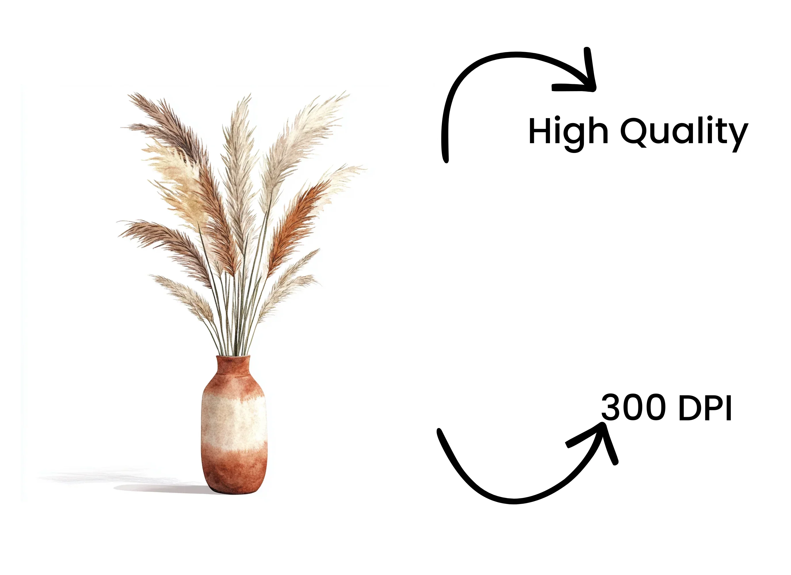 Boho Pampas Grass Vase Clipart Bundle - Image 4