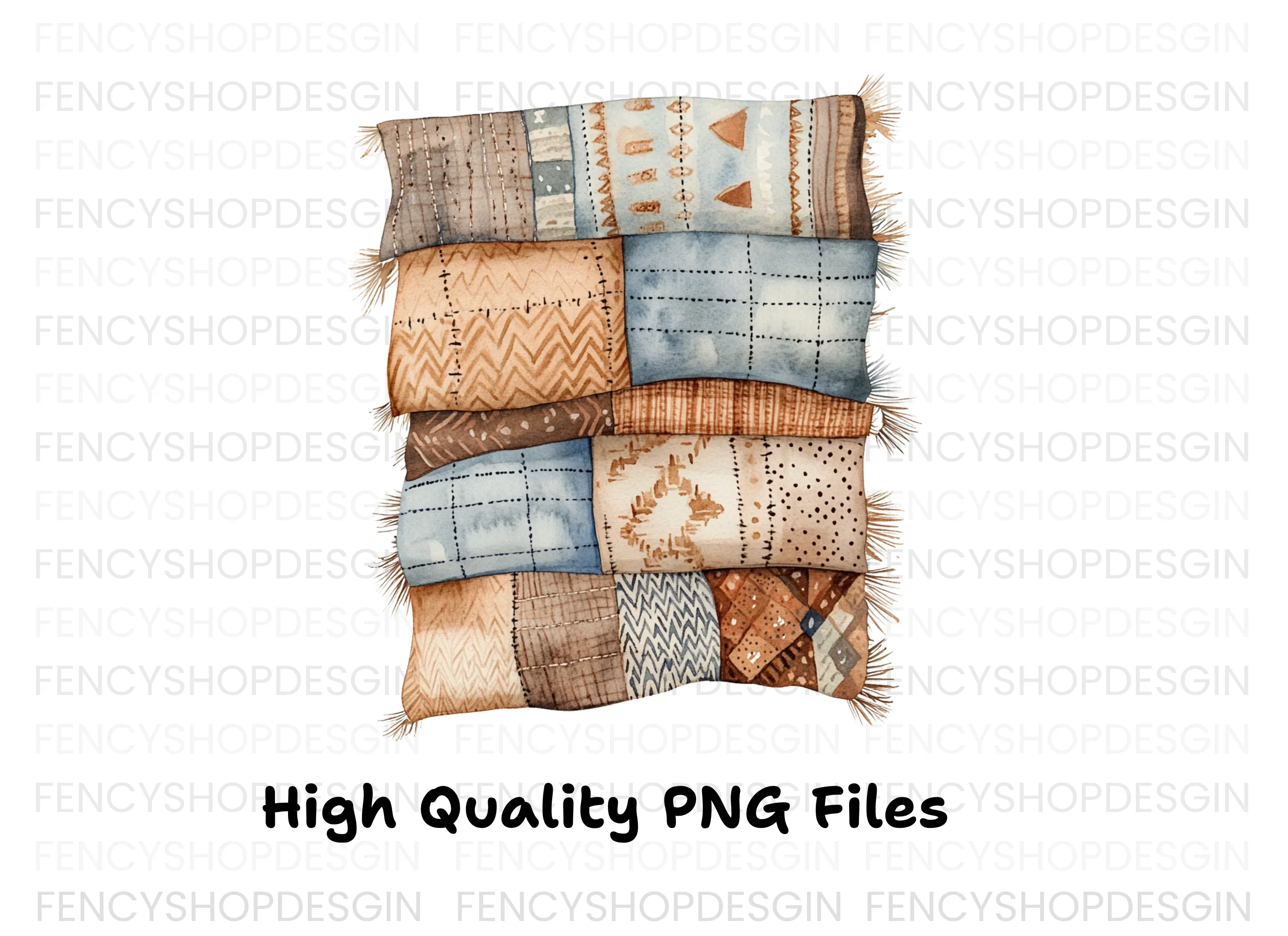 Boho Quilt and Blanket Clipart Bundle - Image 3