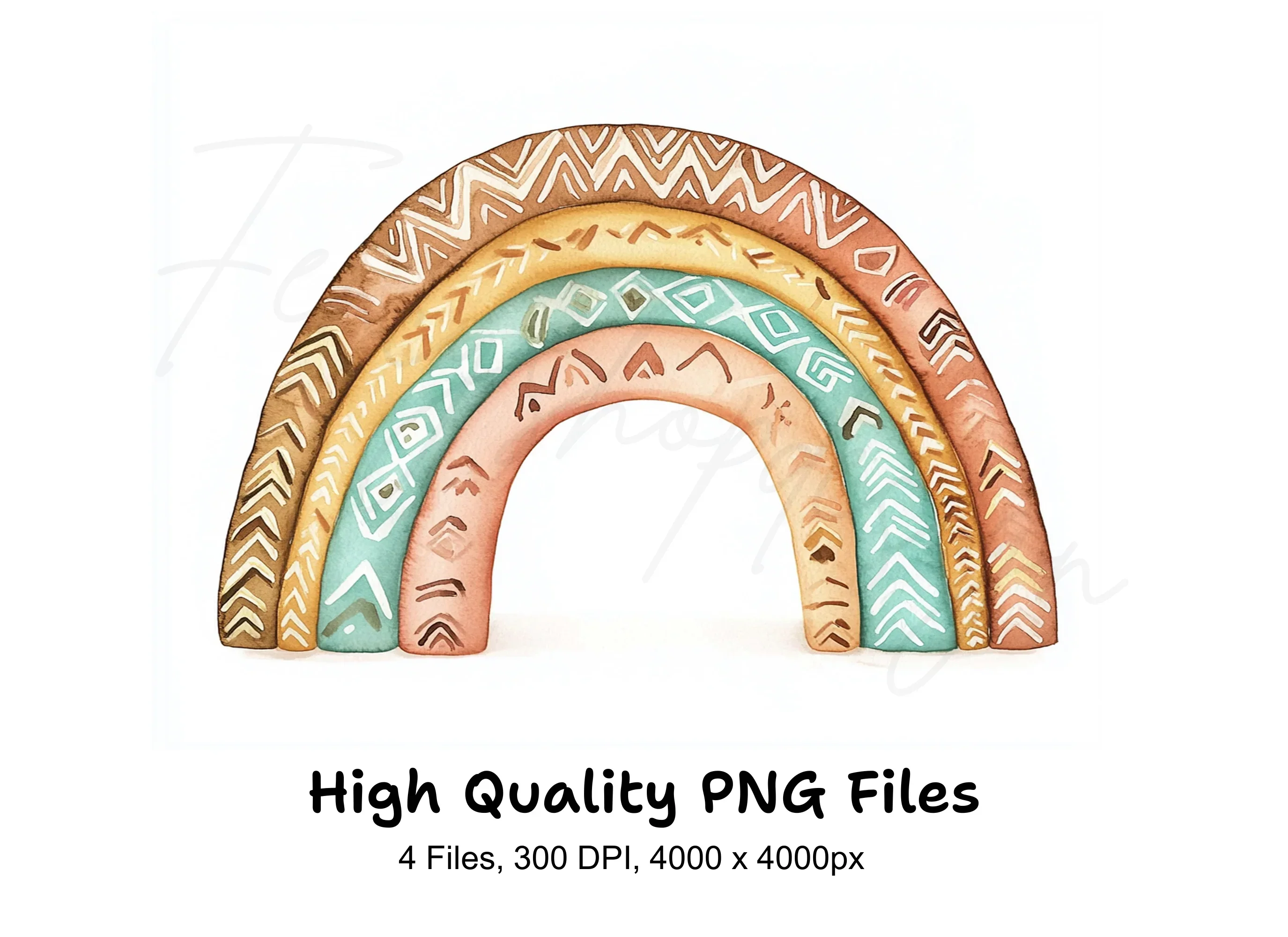 Boho Rainbow Clipart Bundle