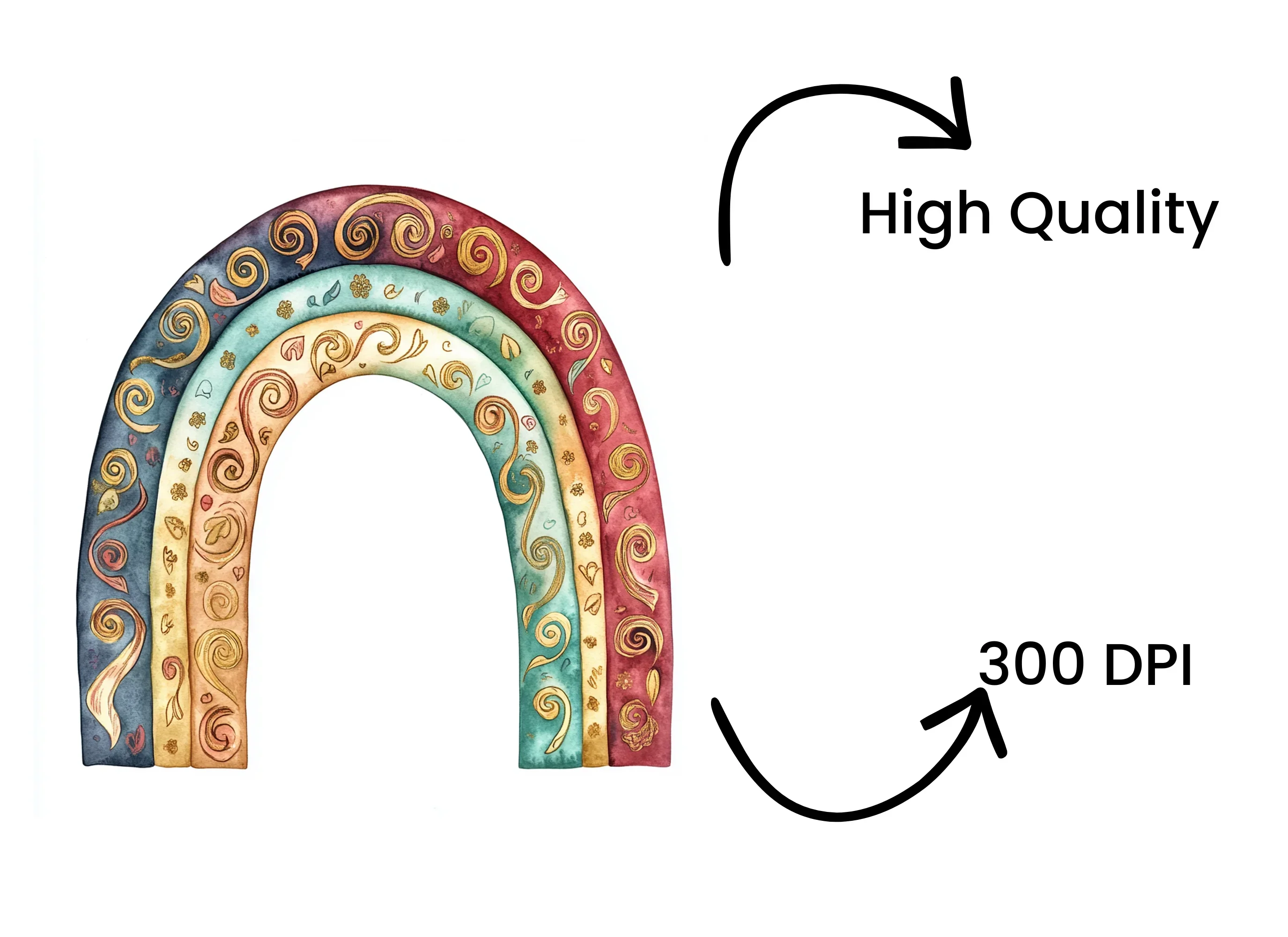 Boho Rainbow Clipart Bundle - Image 4