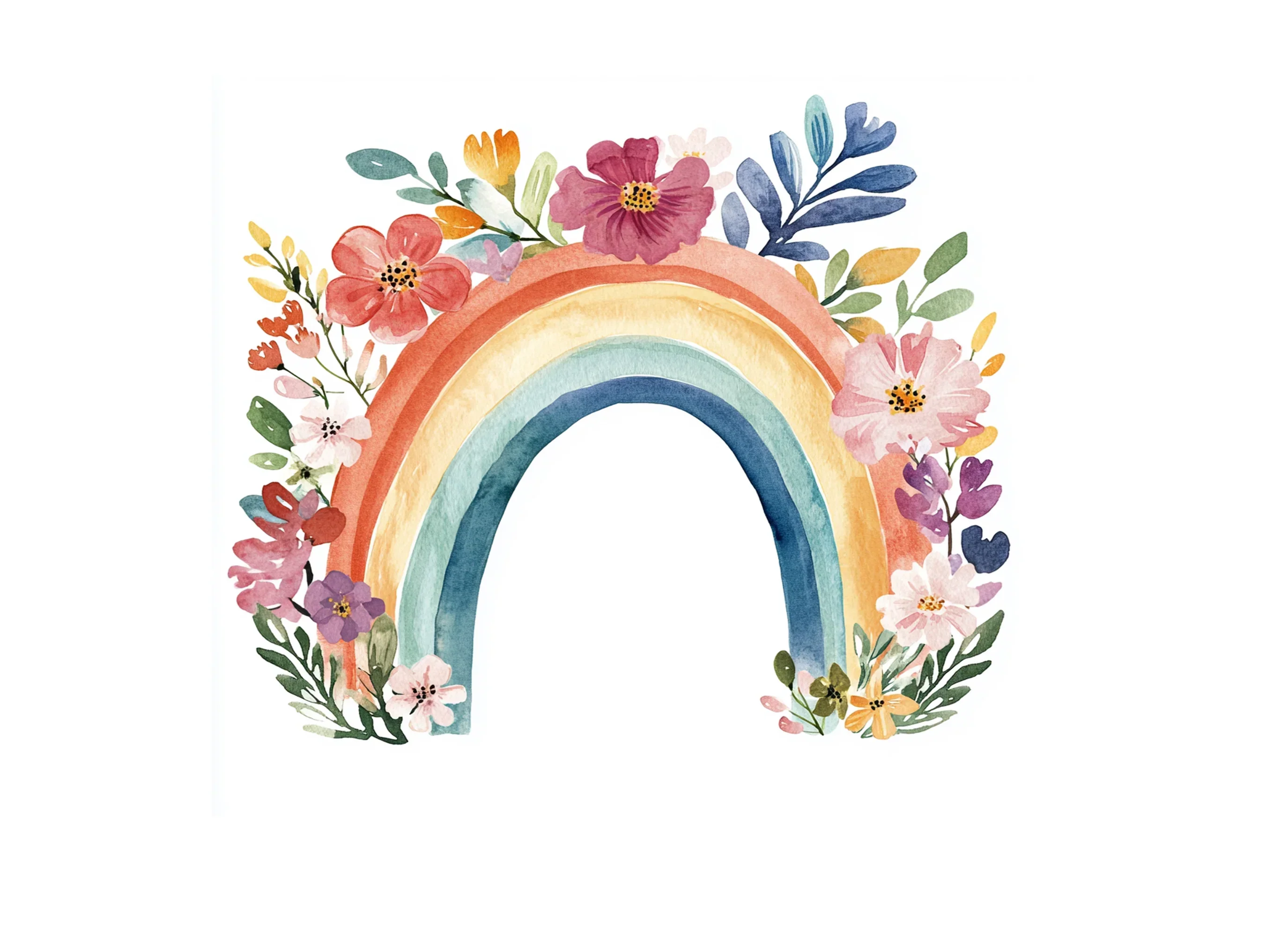 Boho Rainbow Floral Clipart Bundle - Image 3