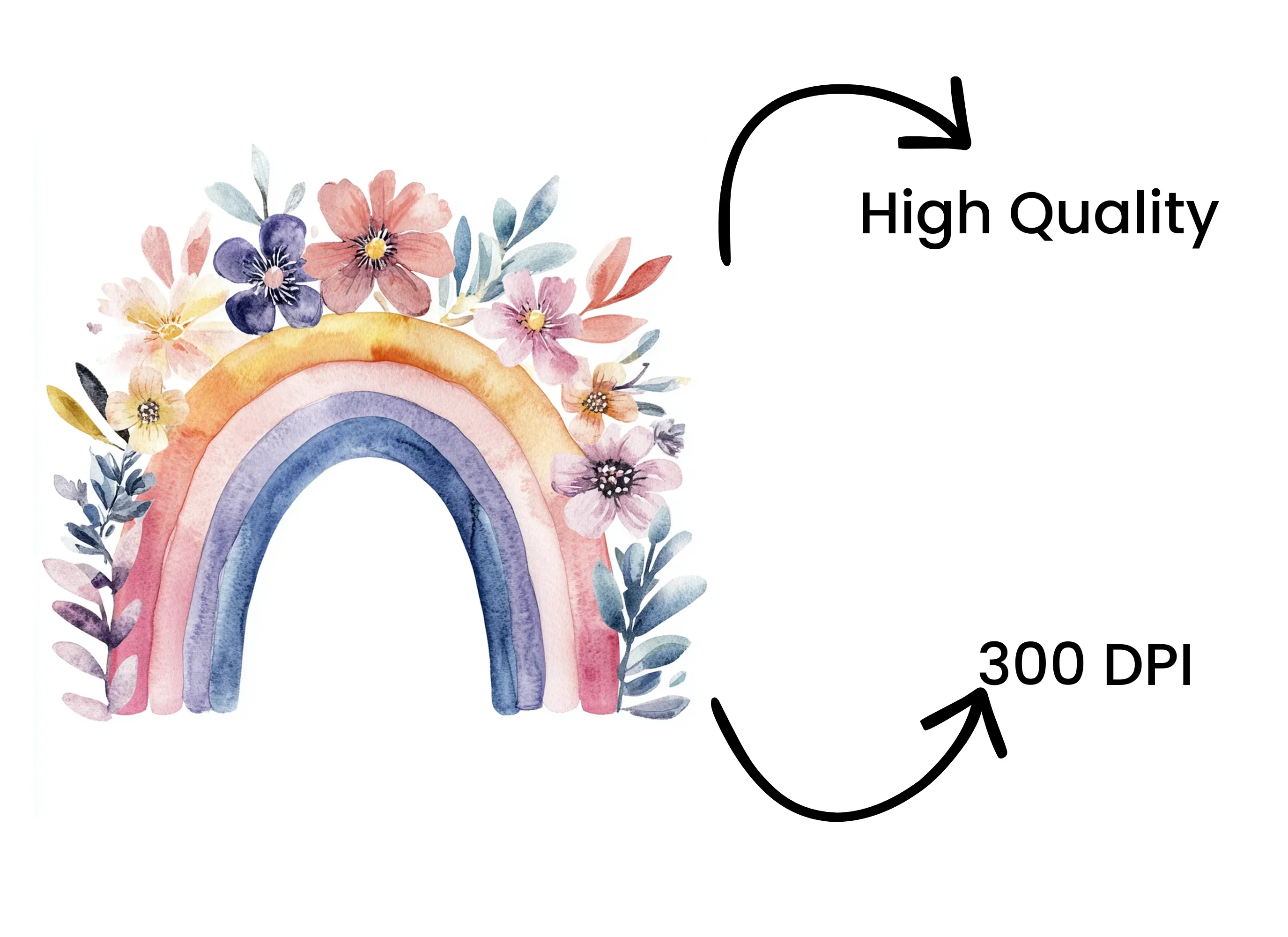 Boho Rainbow Floral Clipart Bundle - Image 4