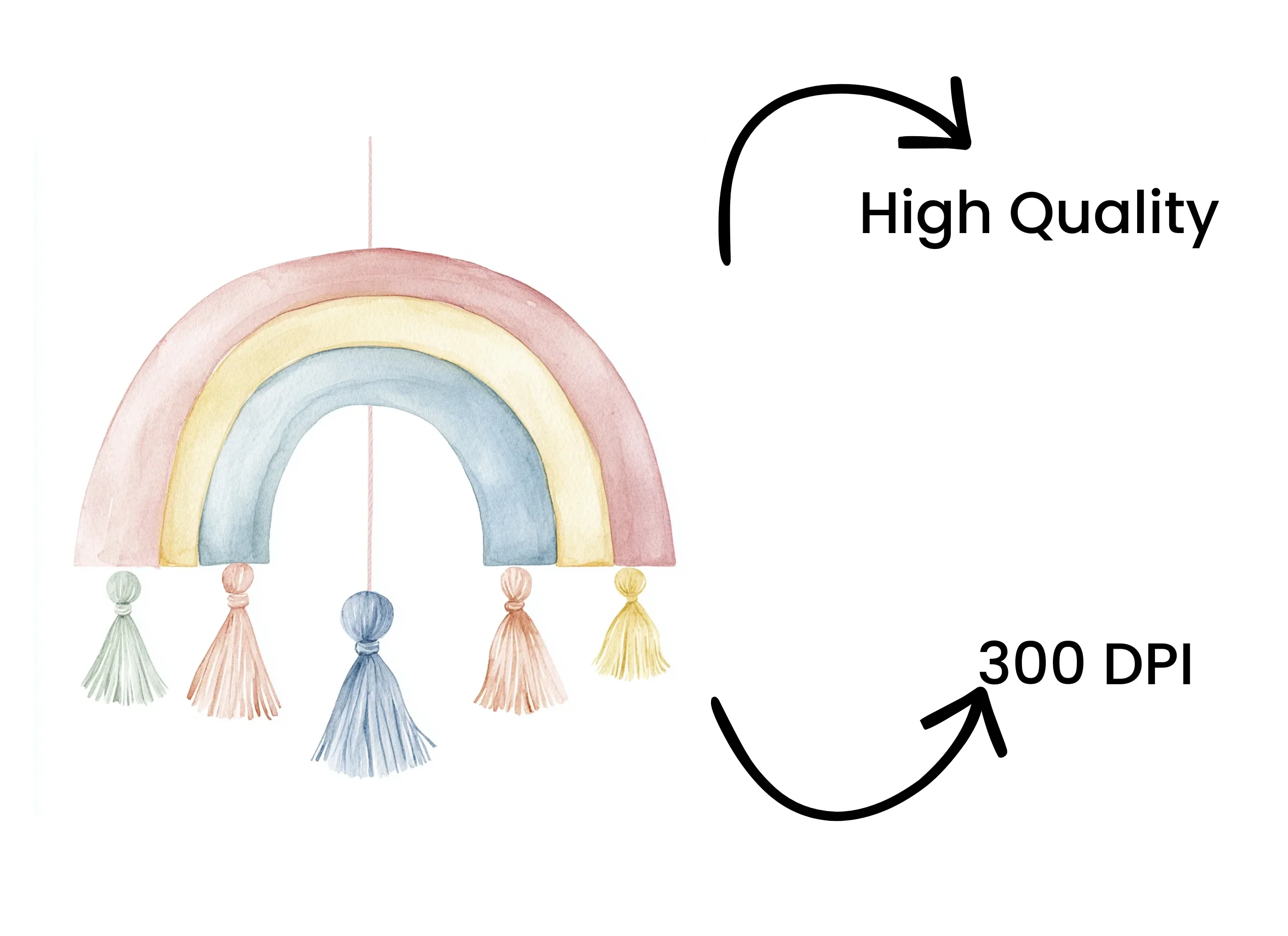 Boho Rainbow Tassel Clipart Bundle - Image 4