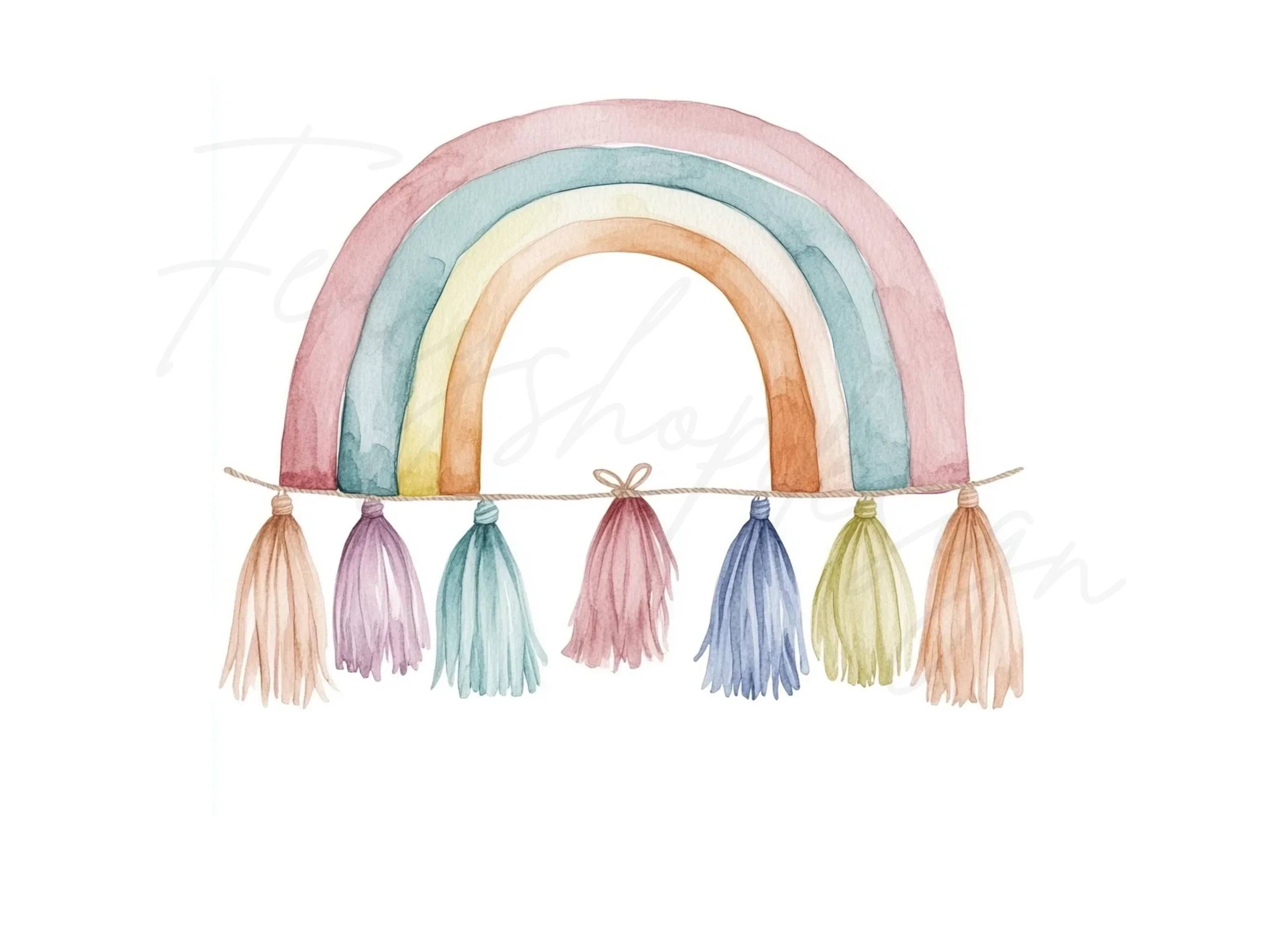 Boho Rainbow Tassels Clipart Bundle - Image 3