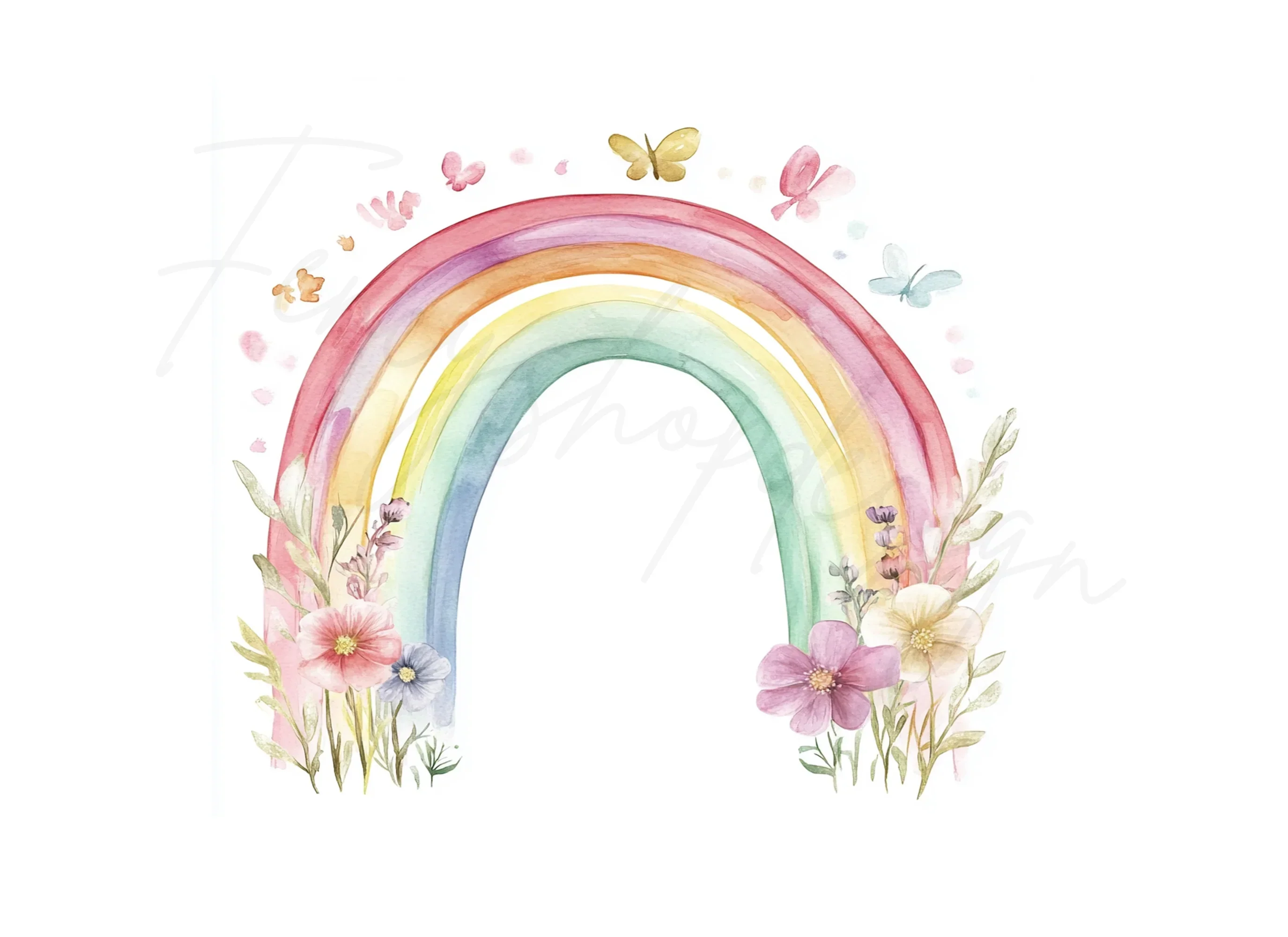 Boho Rainbow with Flowers Clipart Bundle - Image 2
