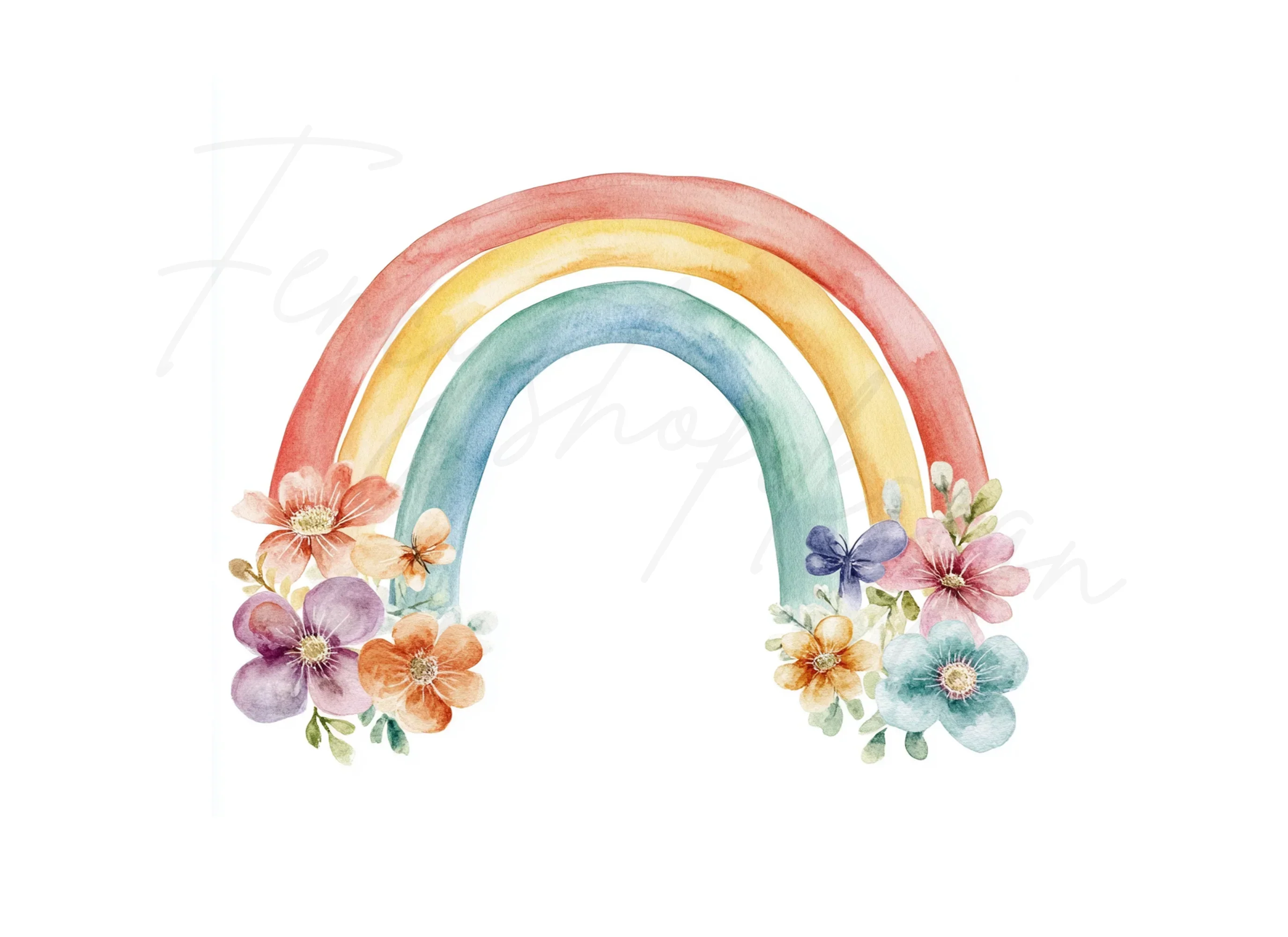 Boho Rainbow with Flowers Clipart Bundle - Image 3