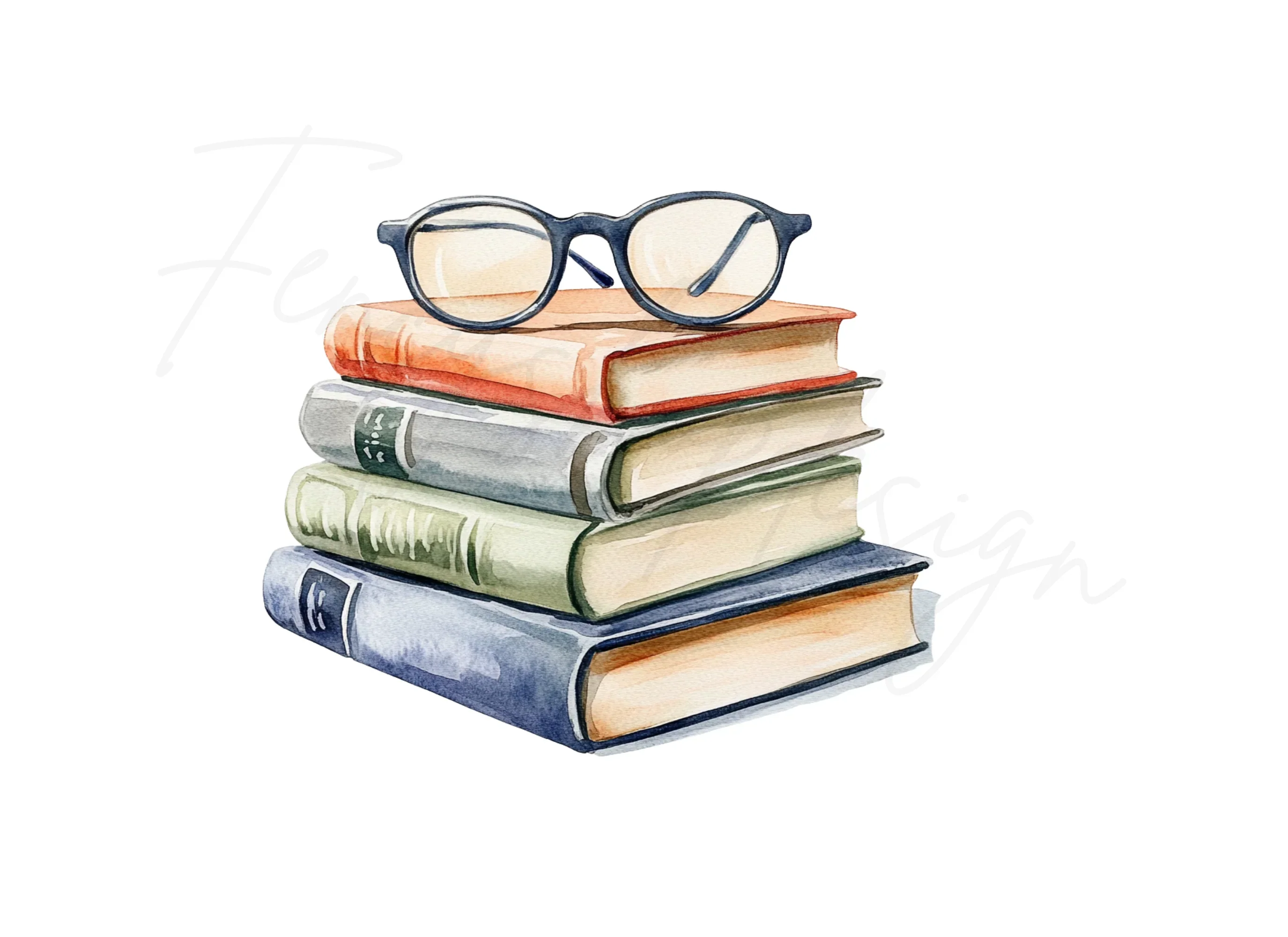 Book Stacks with Glasses Clipart Bundle - Image 3
