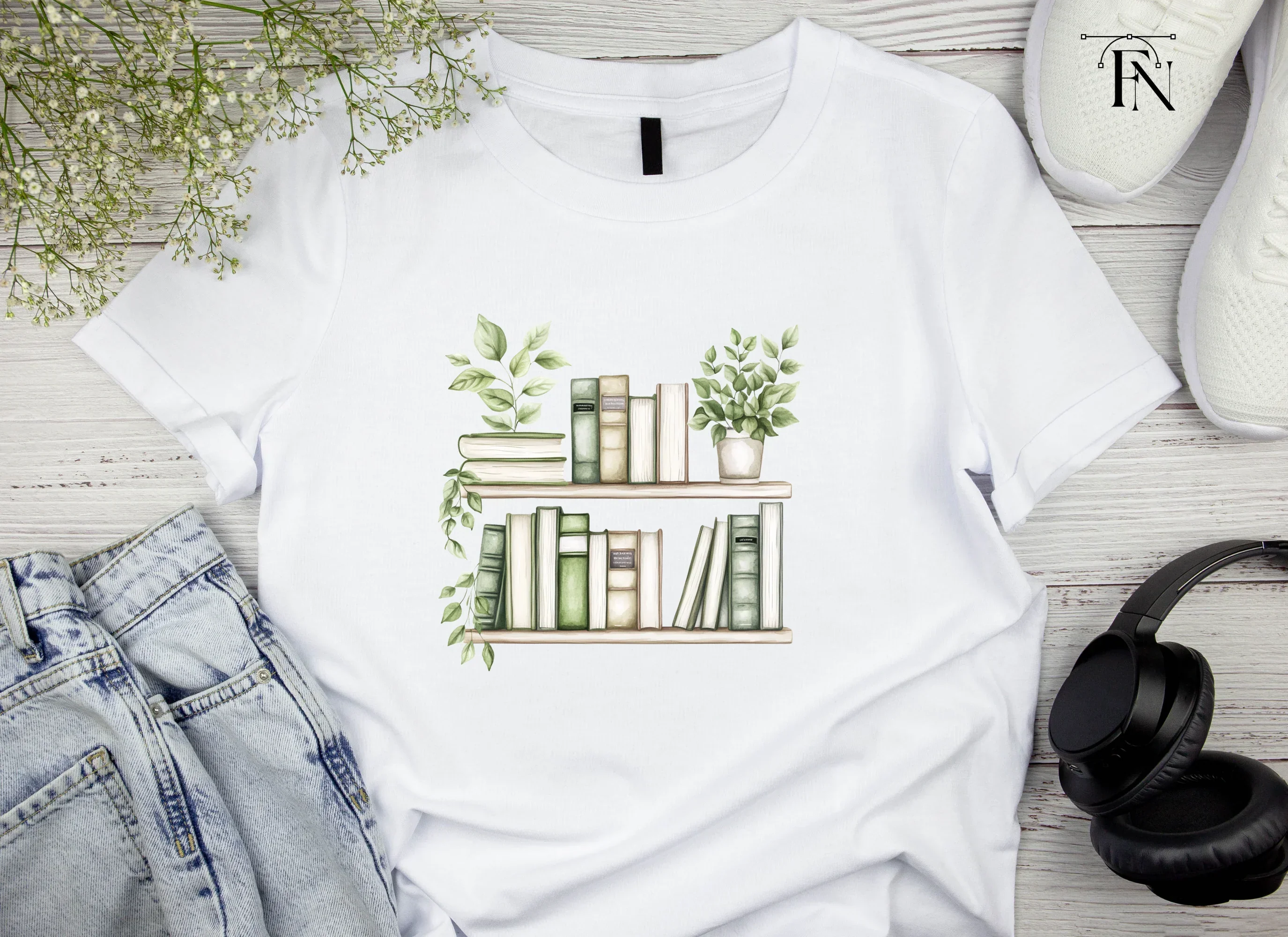 Bookshelf with Green Plants Clipart Bundle - Image 5