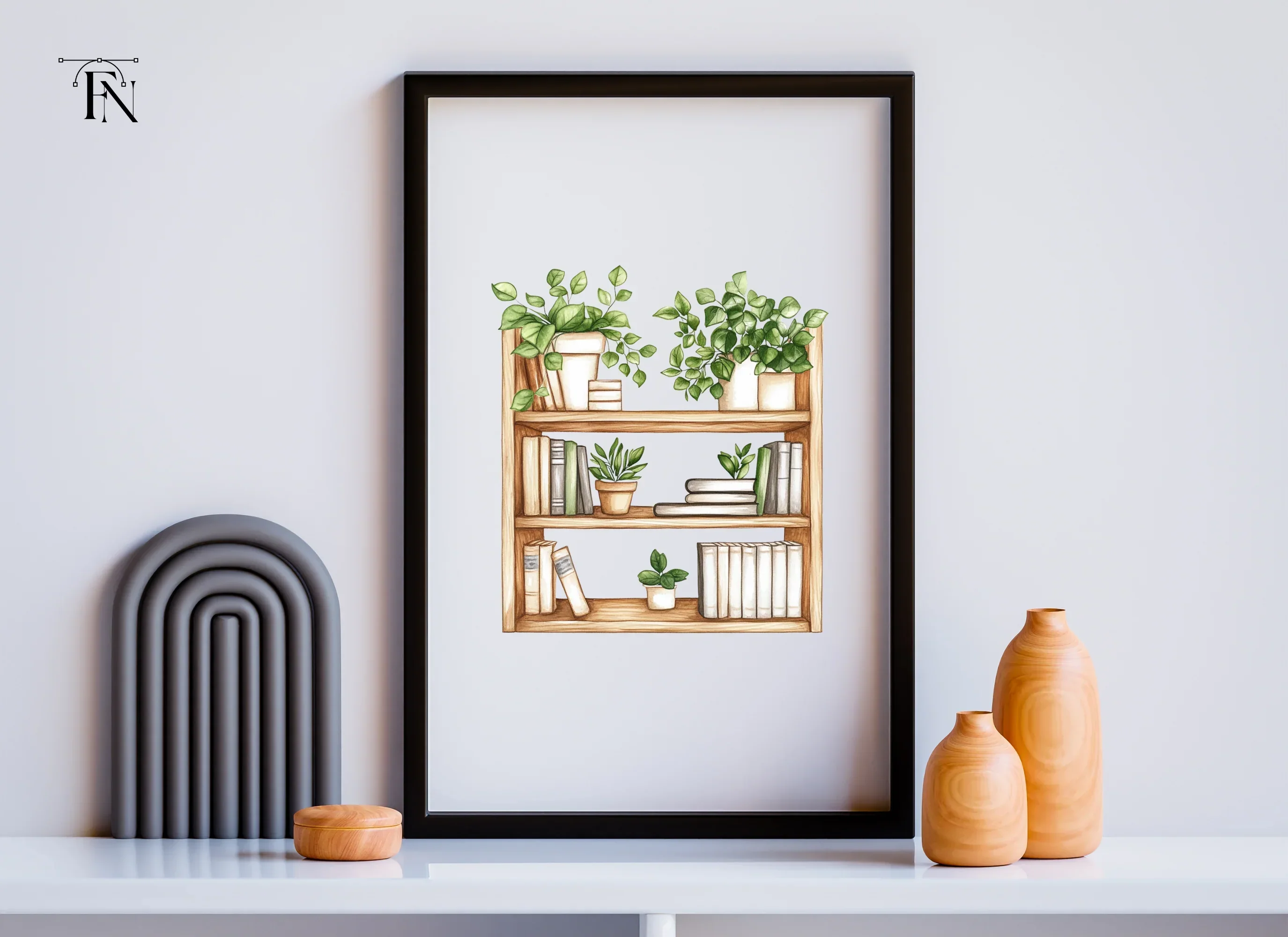 Bookshelf with Potted Plants Clipart Bundle - Image 4