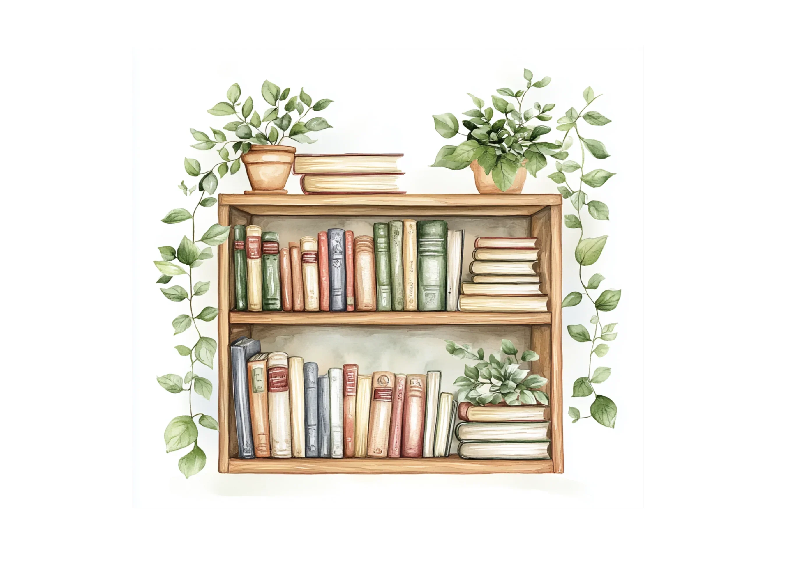 Botanical Bookshelves Clipart Bundle - Image 2