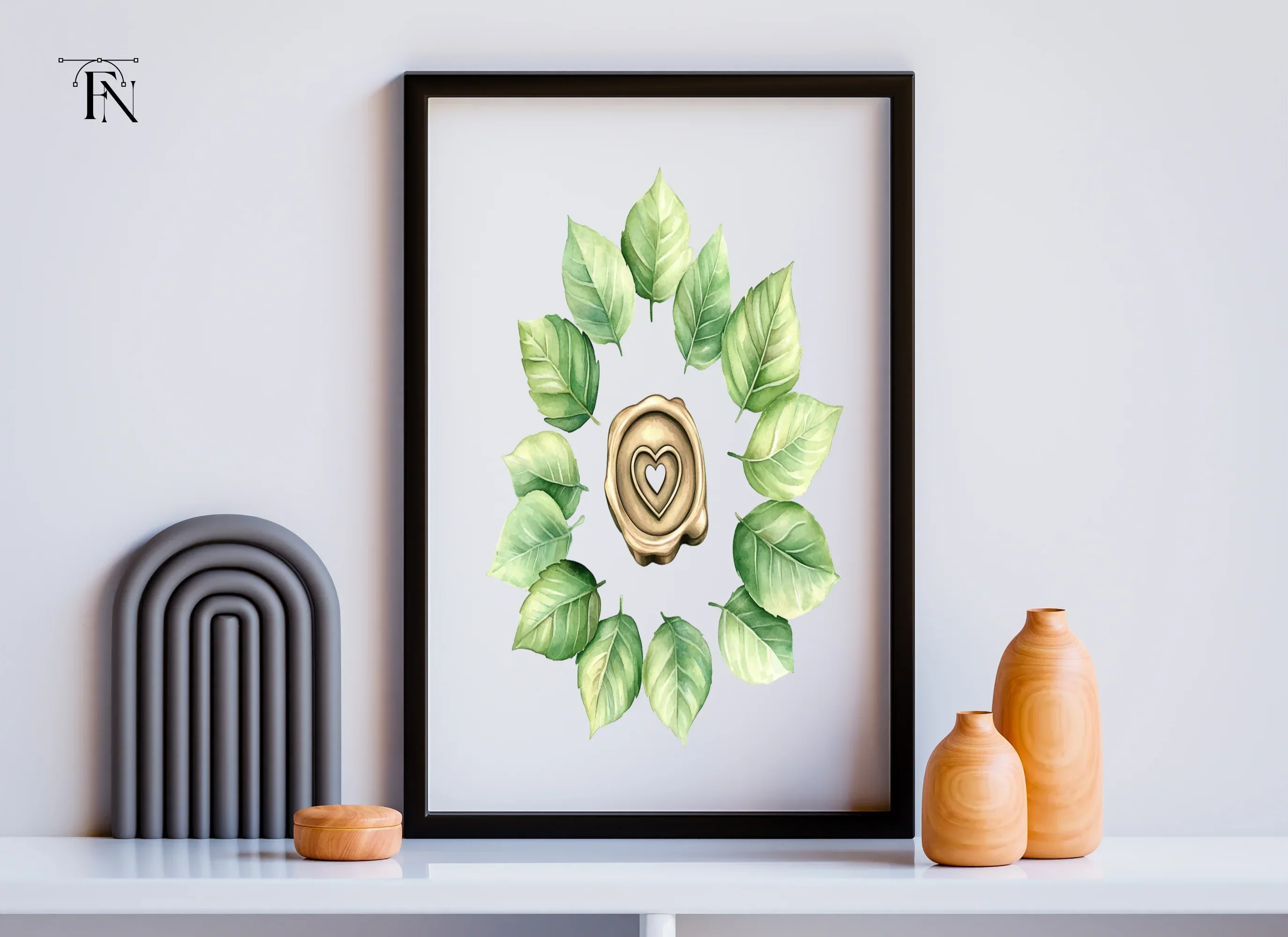 Botanical Heart Wax Seal Clipart Bundle - Image 5