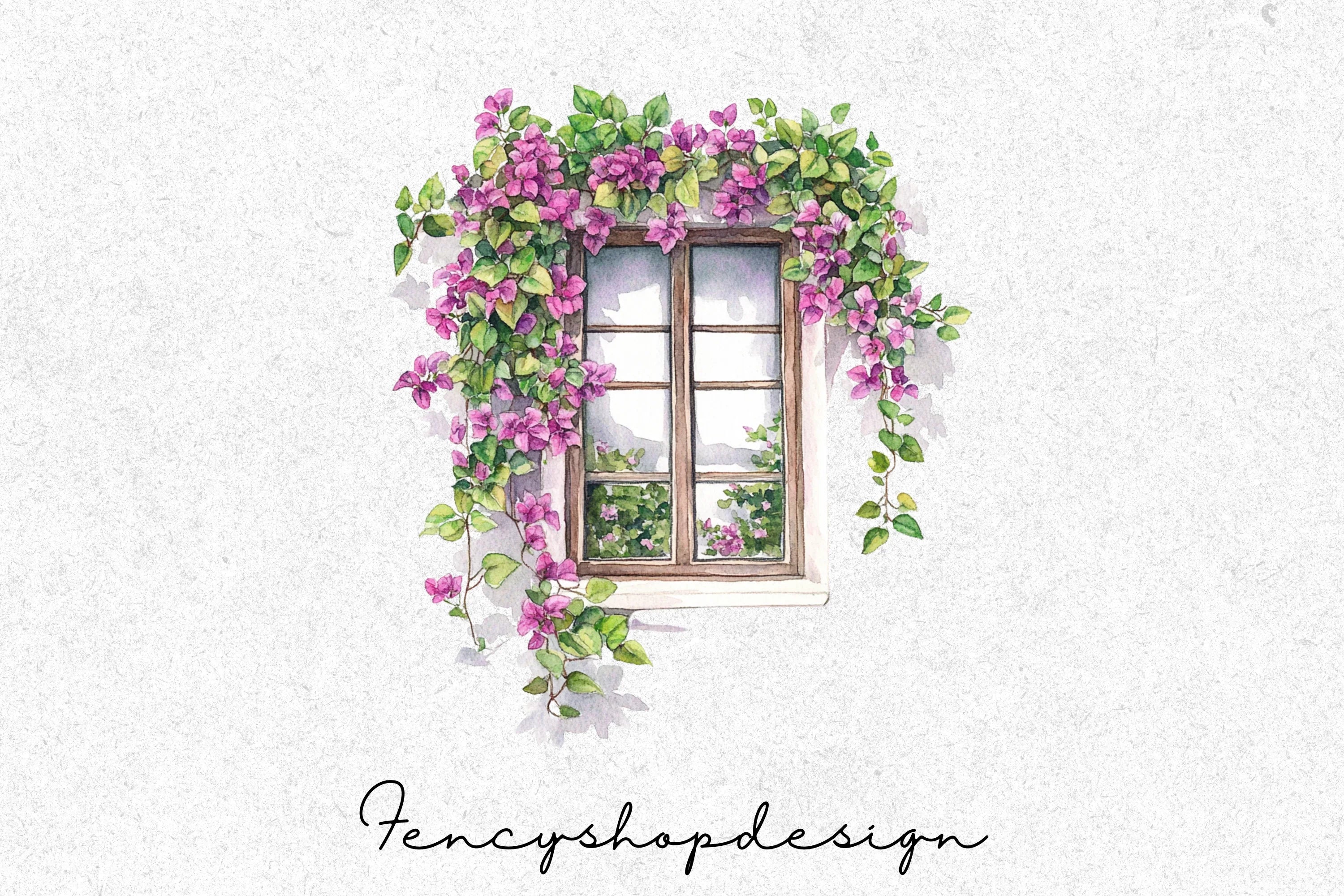 Bougainvillea Window Clipart Bundle - Image 2