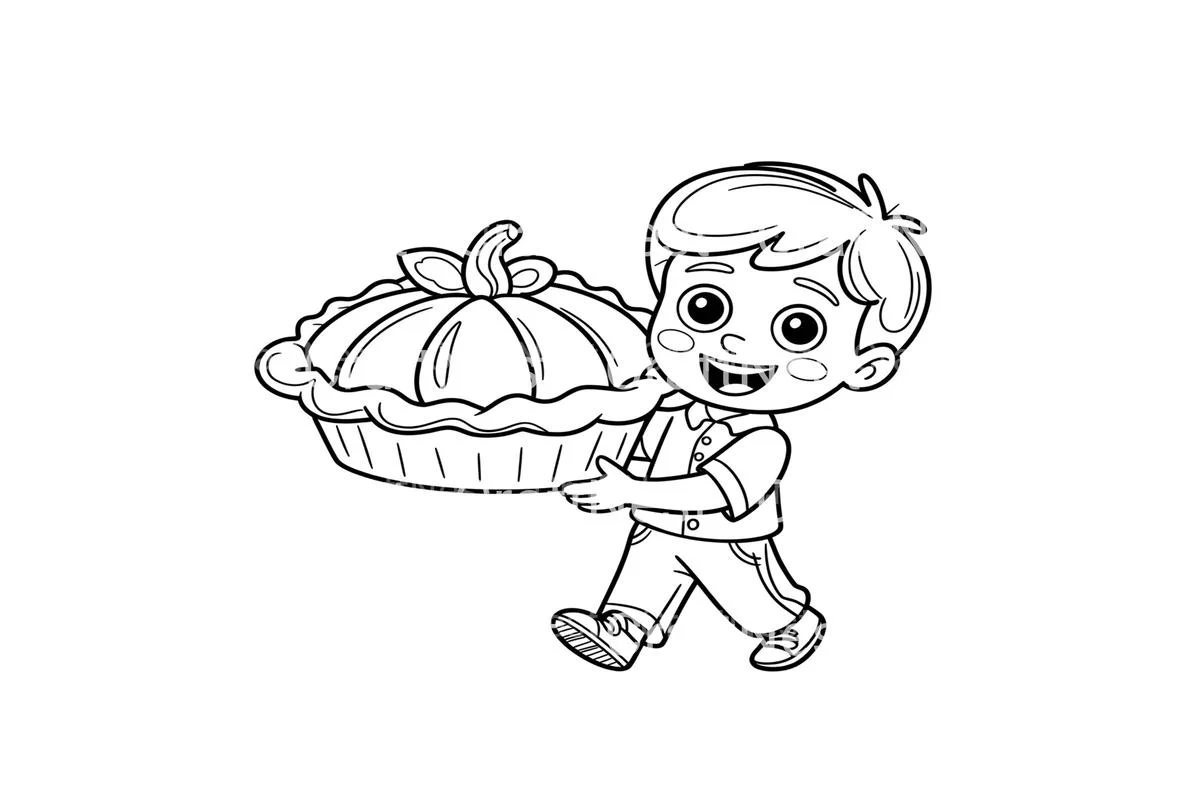 Boy Carrying Pumpkin Pie Coloring Books - Image 4