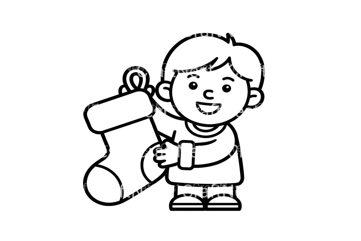 Boy Holding Christmas Stocking Coloring Books - Image 2
