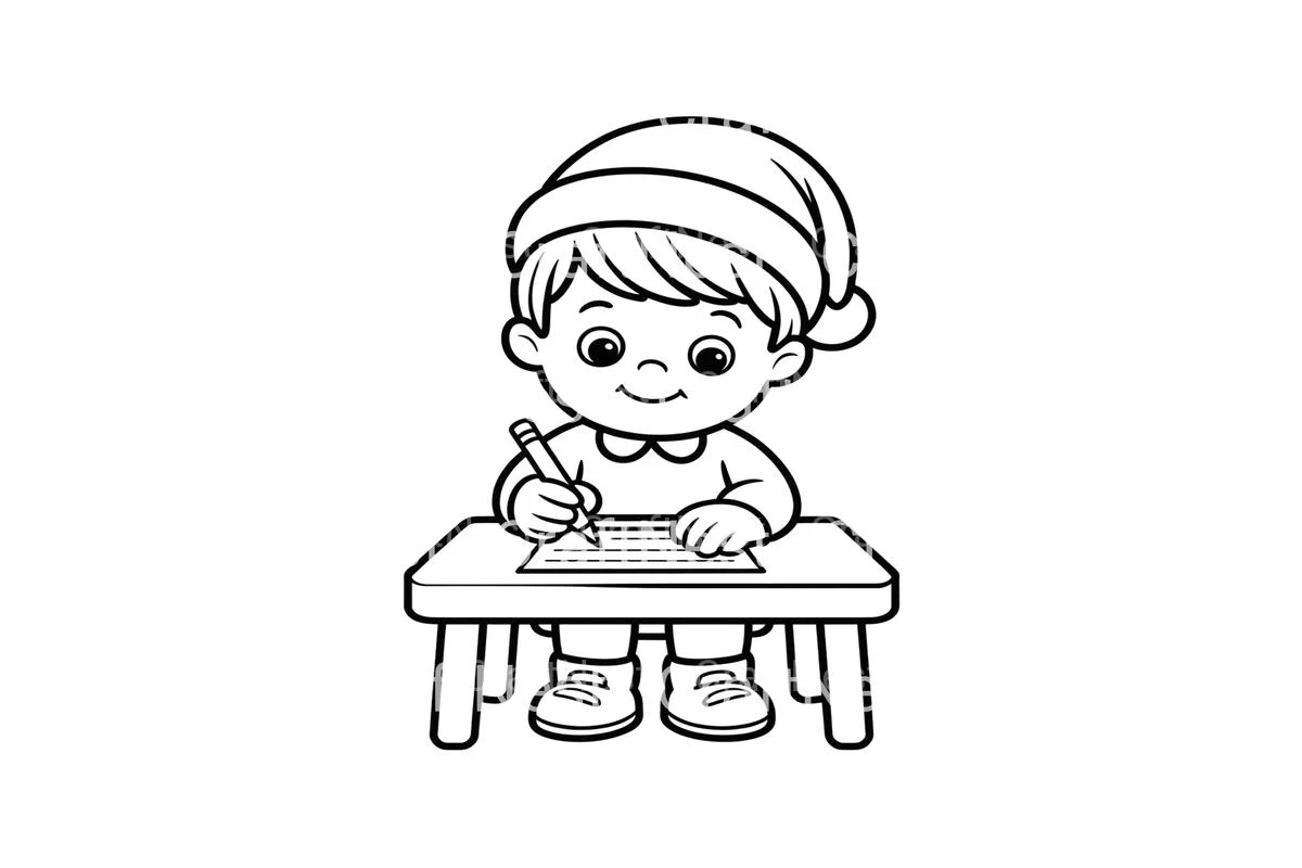 Boy Writing Christmas Letter Coloring Books - Image 3