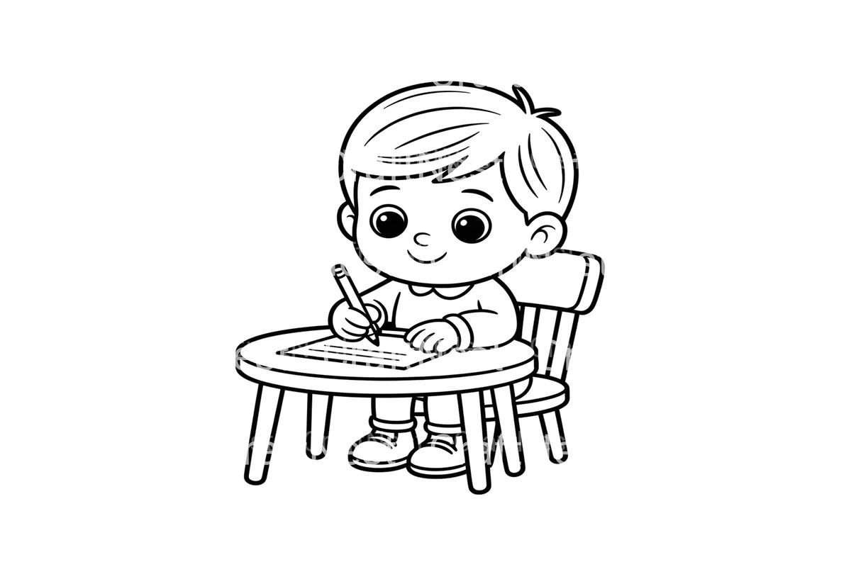 Boy Writing Christmas Letter Coloring Books - Image 4