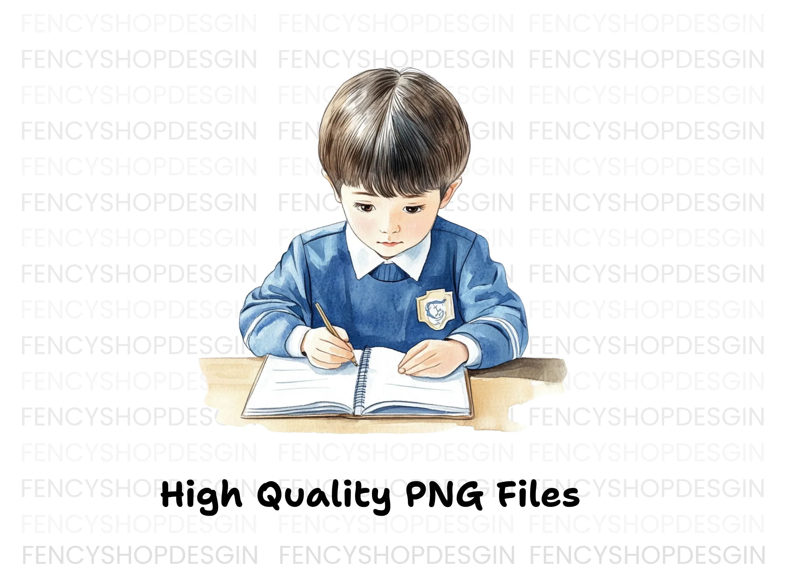Boys Studying at Desk Clipart Bundle - Image 2