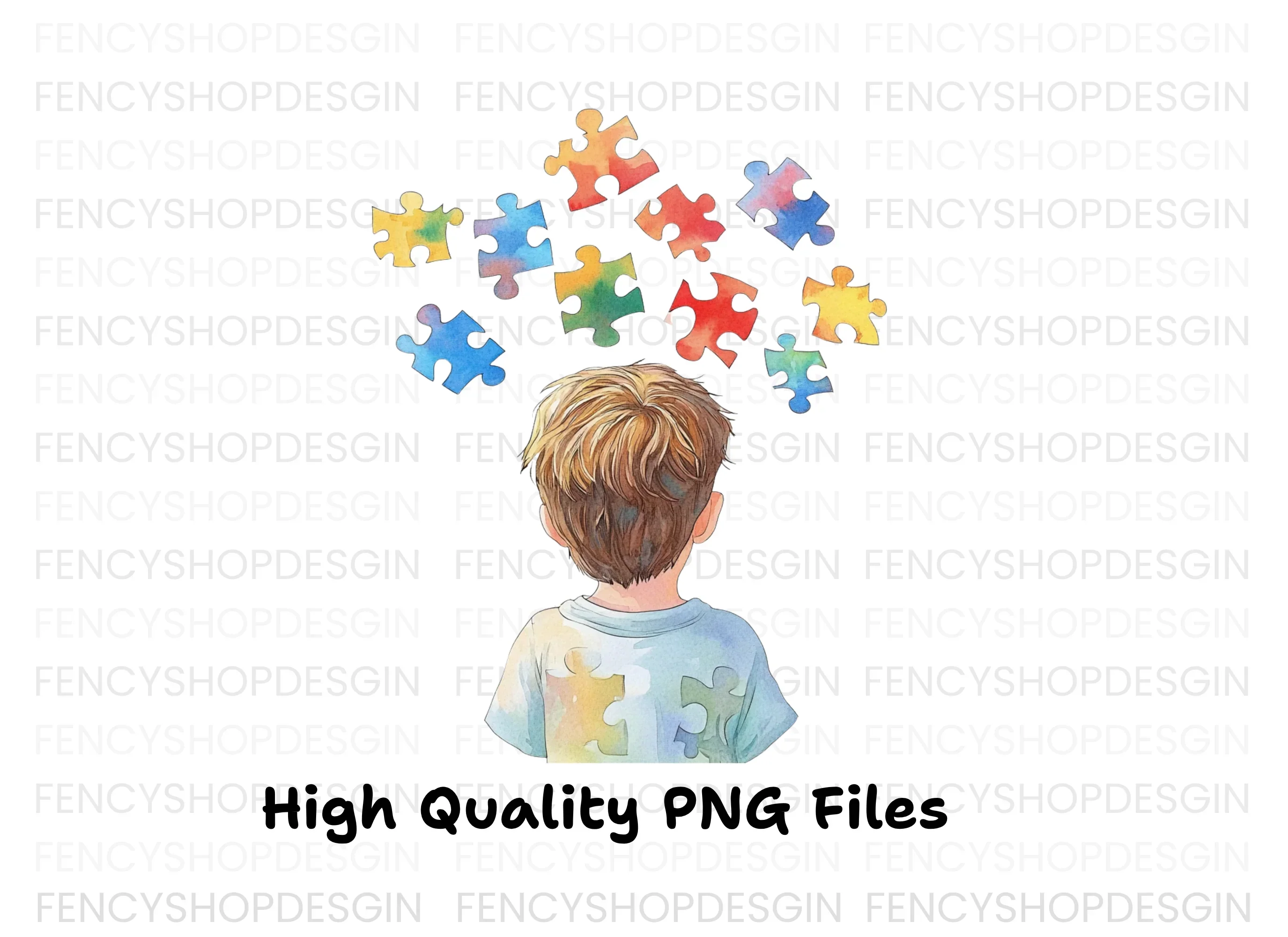 Boys with Puzzle Pieces Clipart Bundle - Image 2
