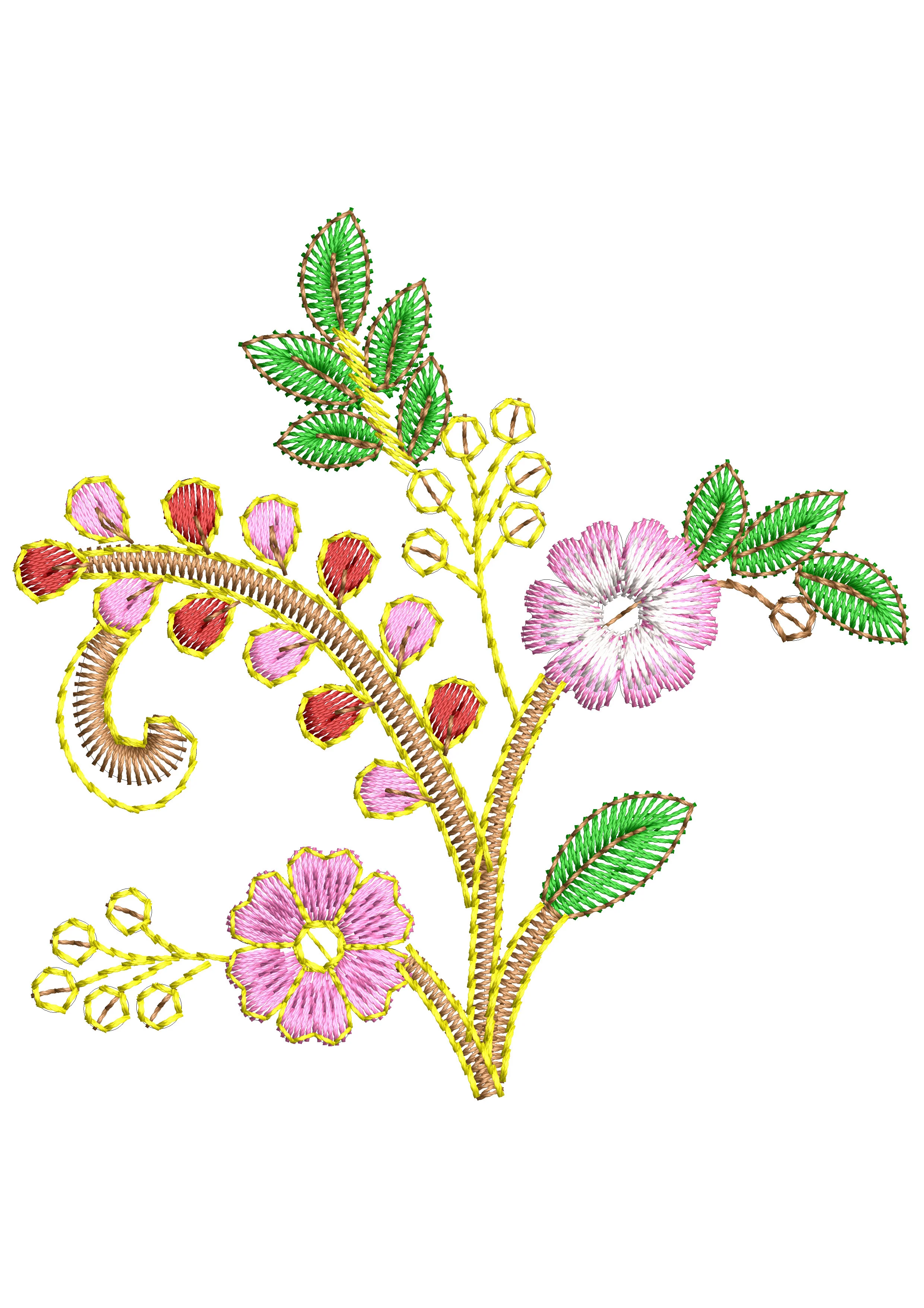 Branch Flower Embroidery Design