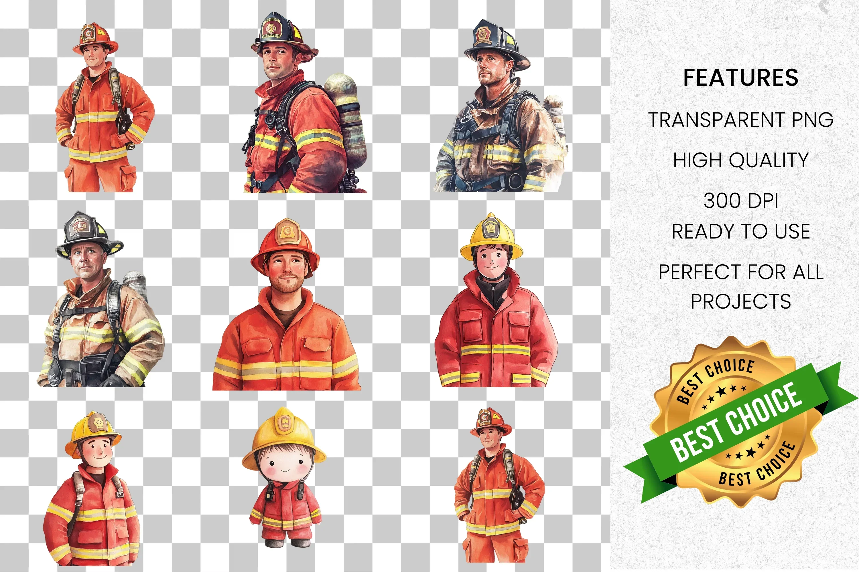 Brave Firefighter Clipart Bundle - Image 8