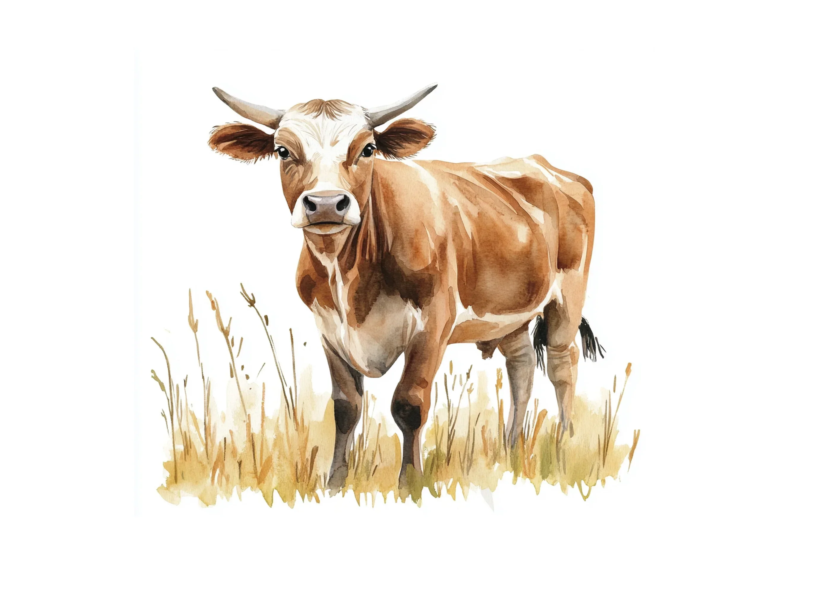 Brown Cow in Grass Clipart Bundle - Image 3