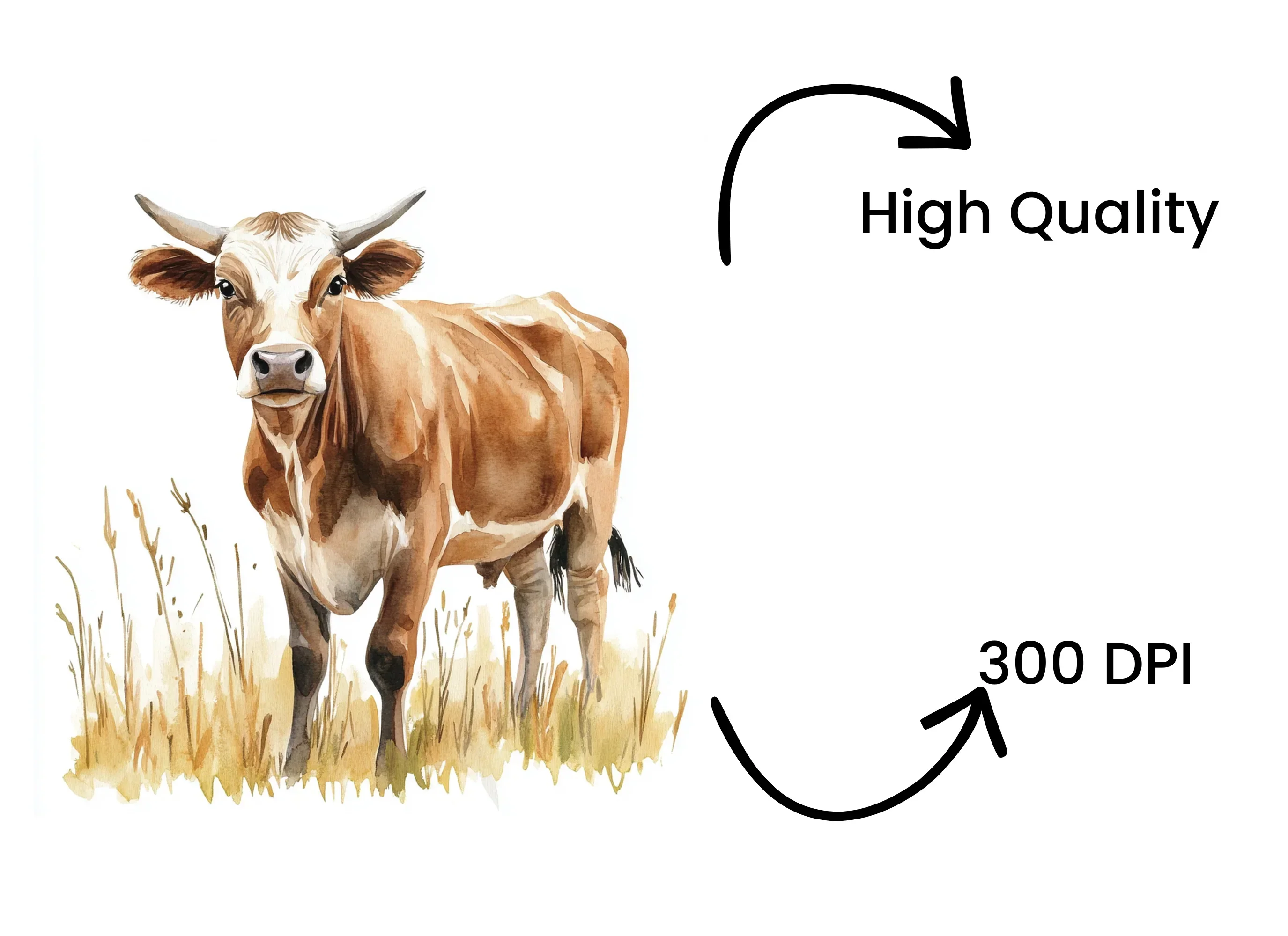 Brown Cow in Grass Clipart Bundle - Image 4
