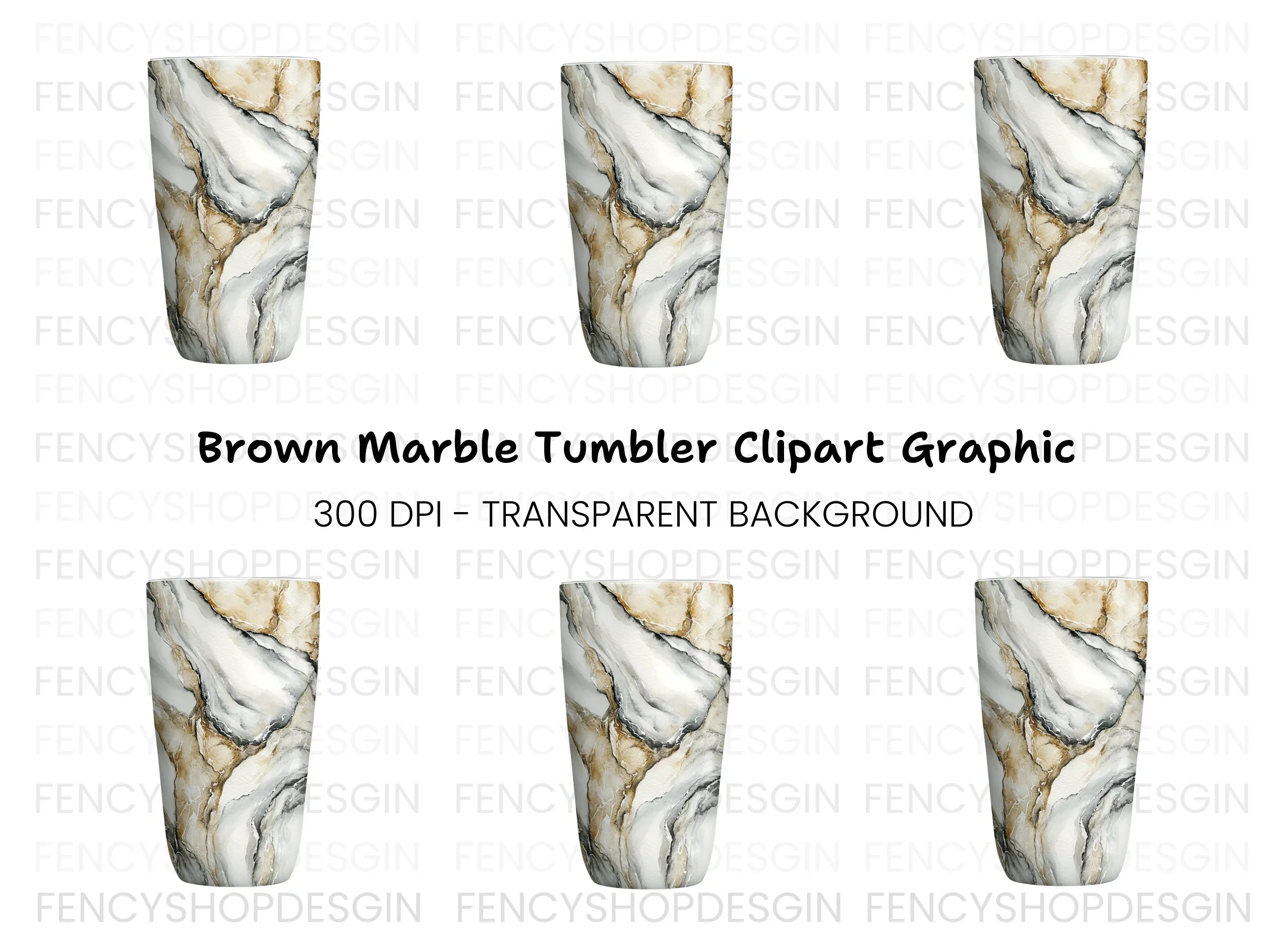Brown Marble Tumbler Clipart Bundle