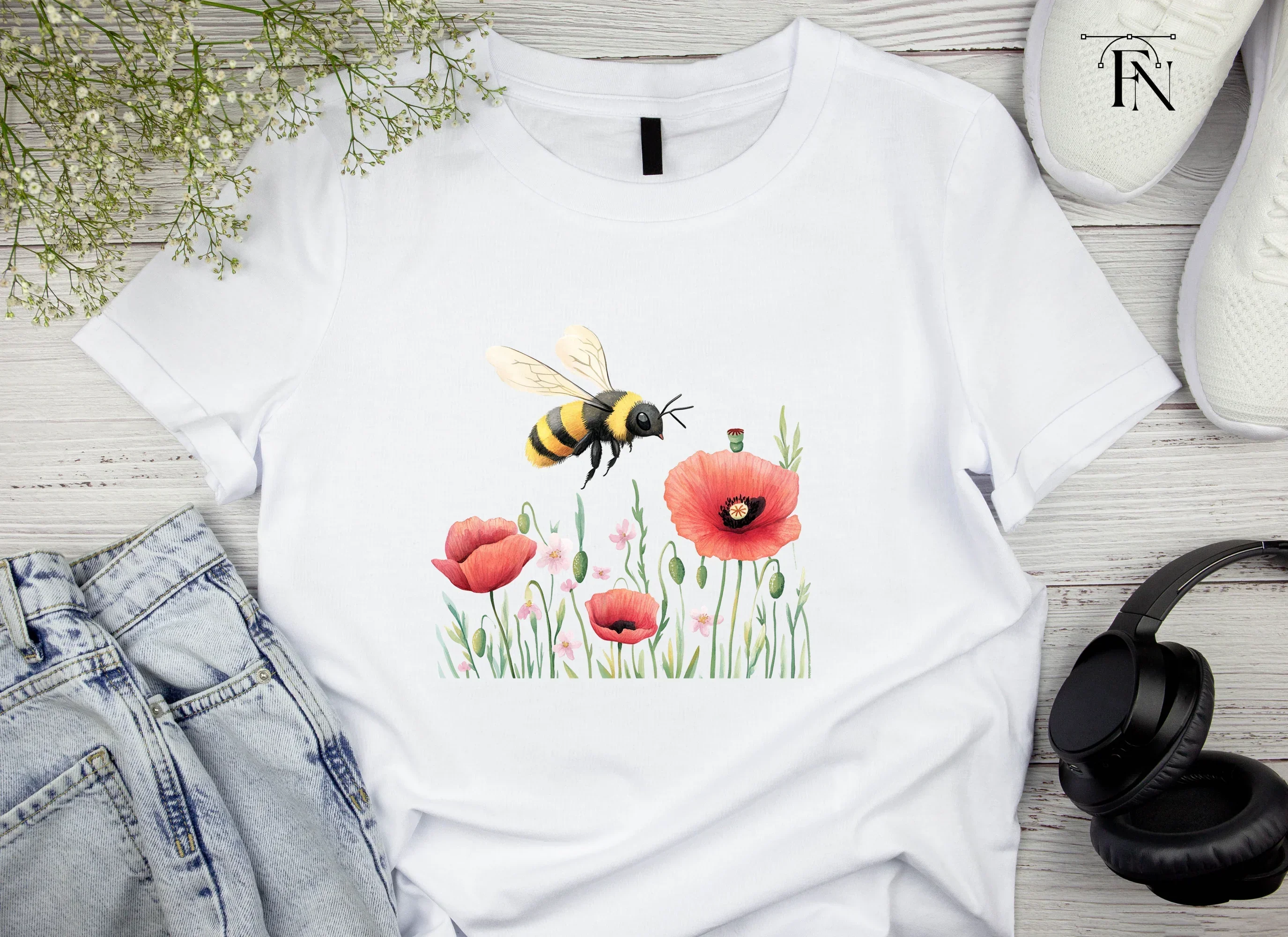 Bumblebee and Poppy Field Clipart Bundle - Image 4