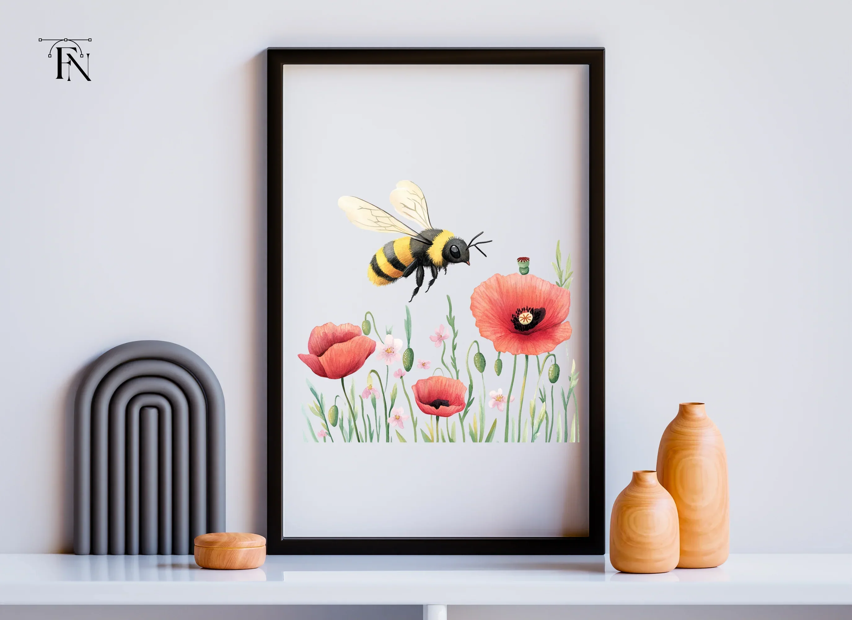 Bumblebee and Poppy Field Clipart Bundle - Image 6