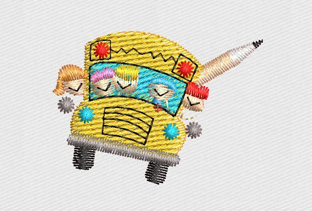Bus Embroidery Design