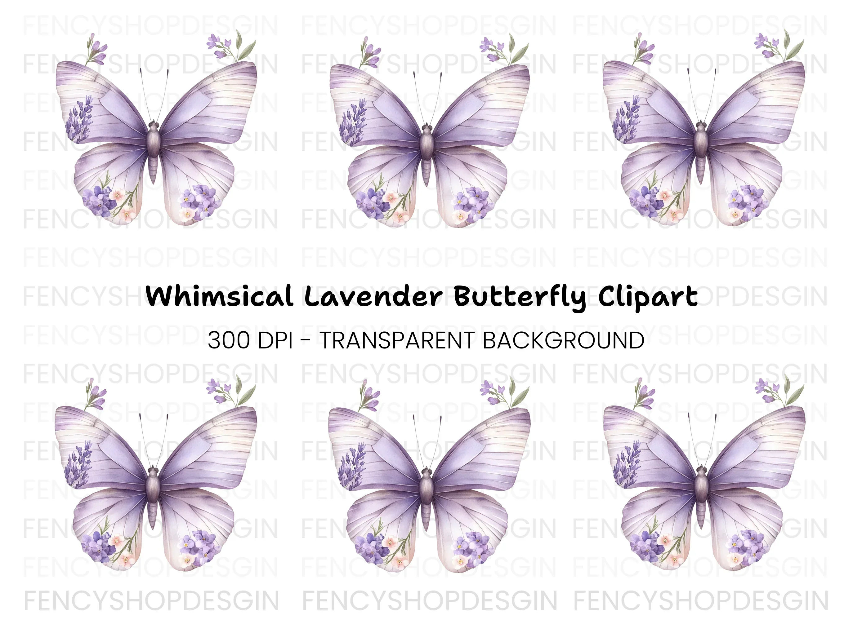 Butterfly Floral Wings Clipart Bundle