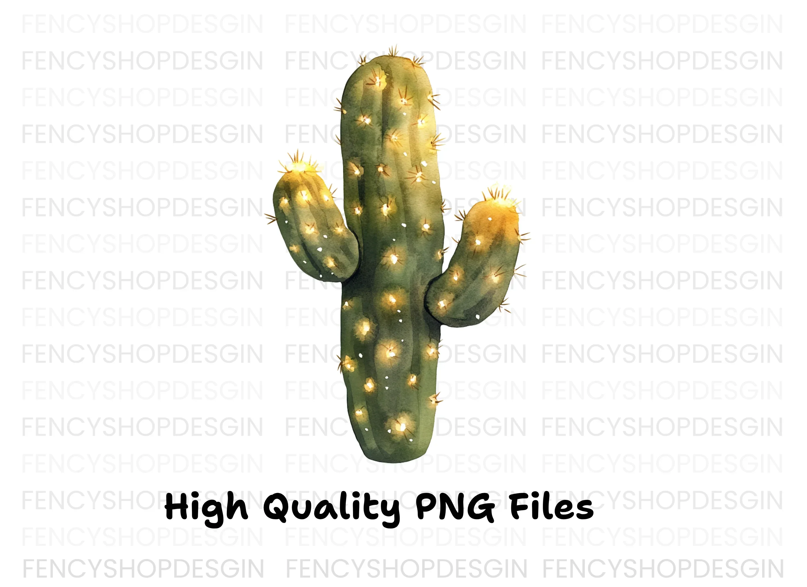 Cactus Glowing Lights Clipart Bundle - Image 3