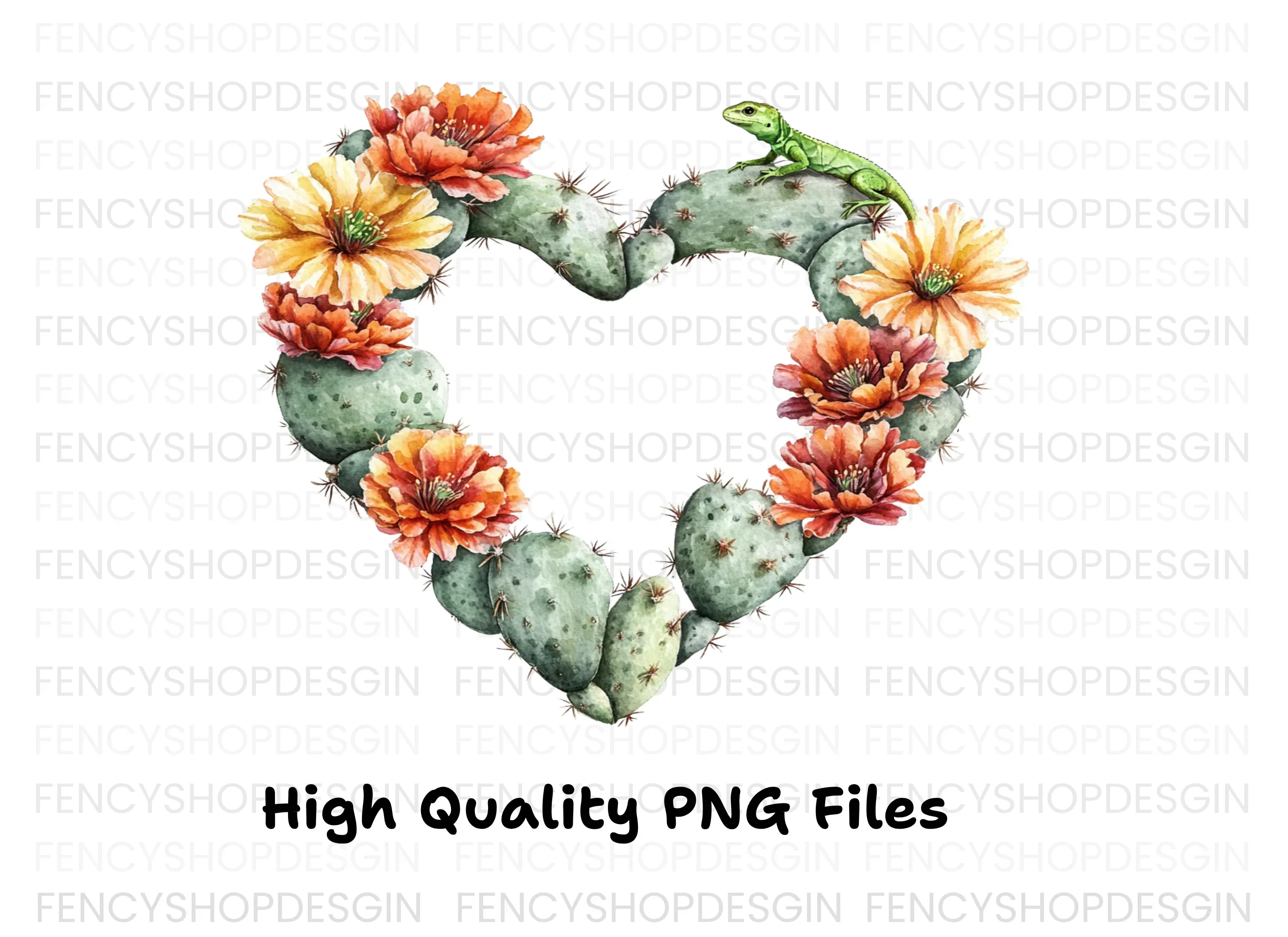 Cactus Heart with Lizard Clipart Bundle - Image 2