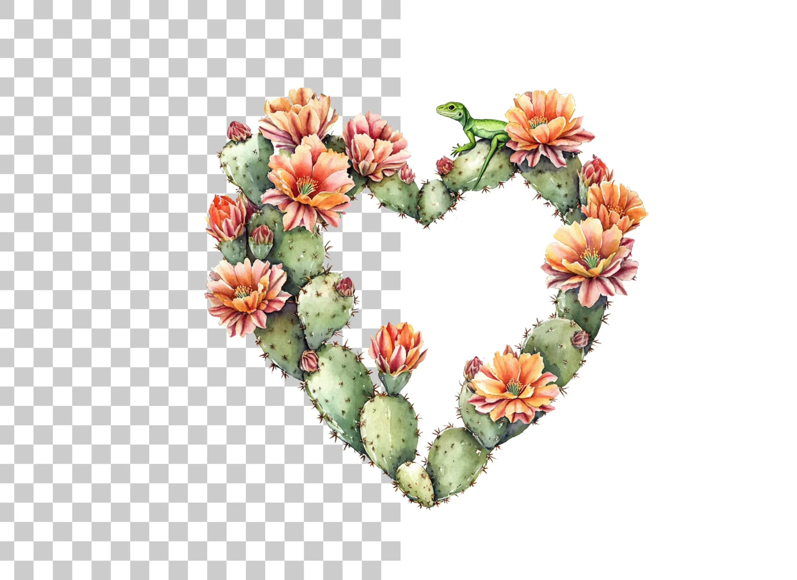 Cactus Heart with Lizard Clipart Bundle - Image 6