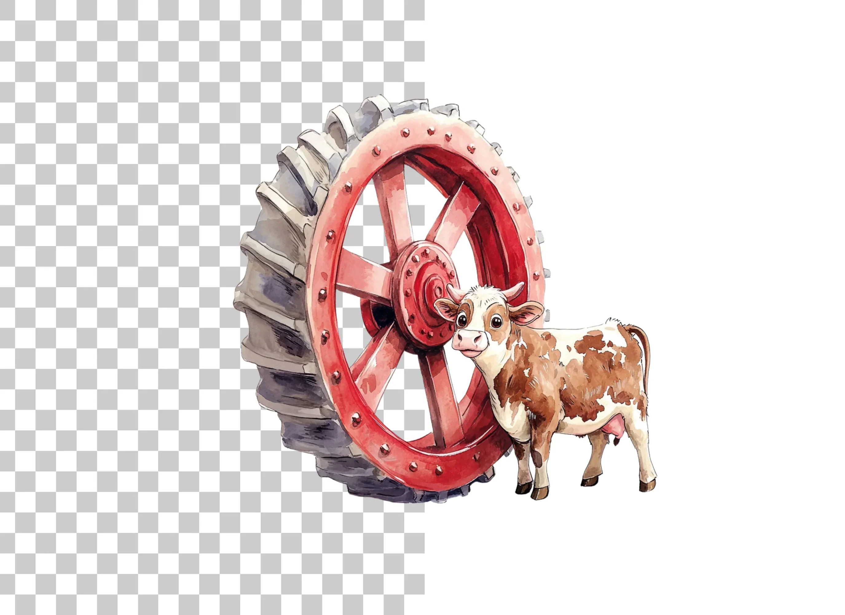Calves with Farm Wheels Clipart Bundle - Image 2