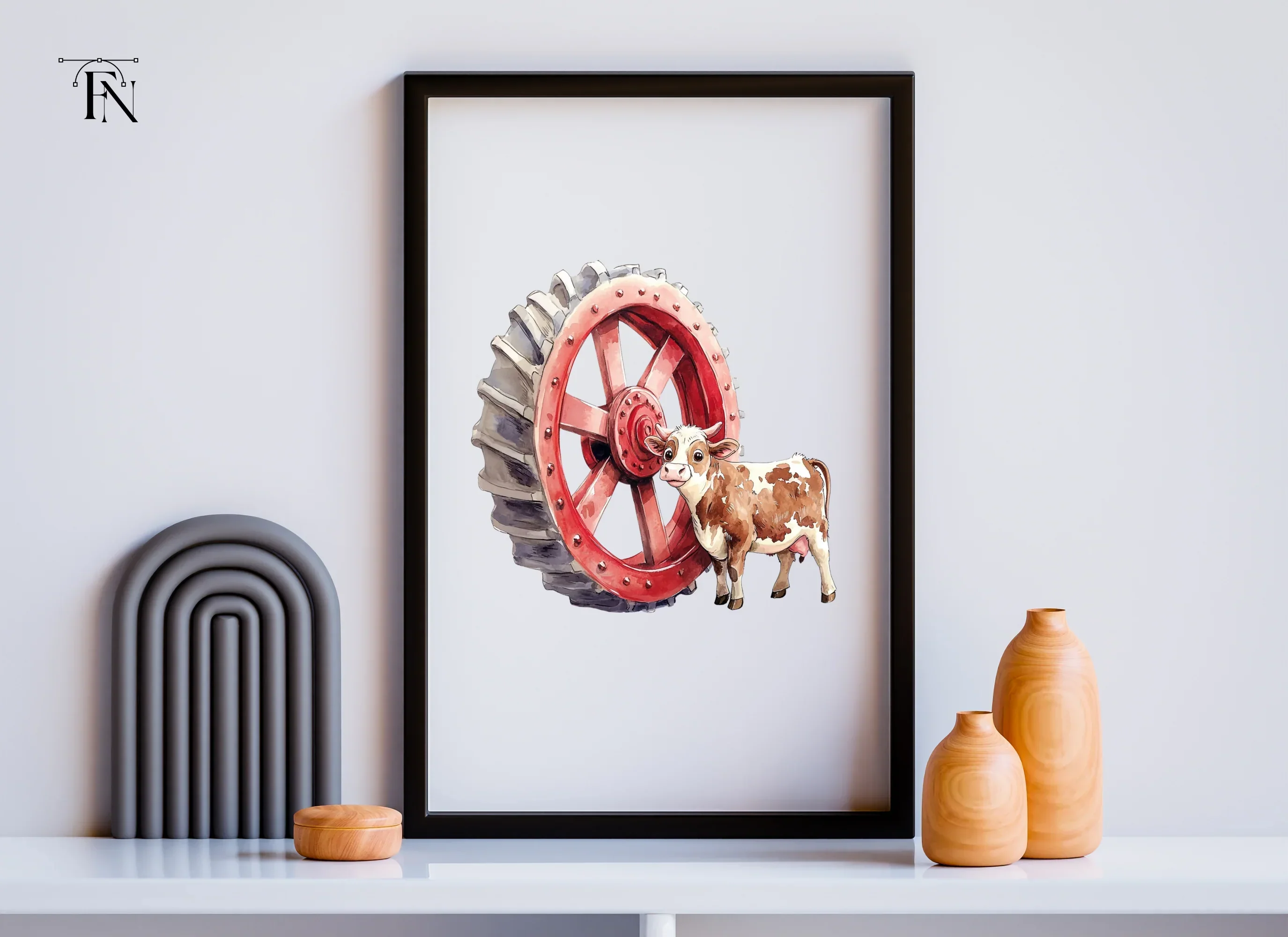 Calves with Farm Wheels Clipart Bundle - Image 6
