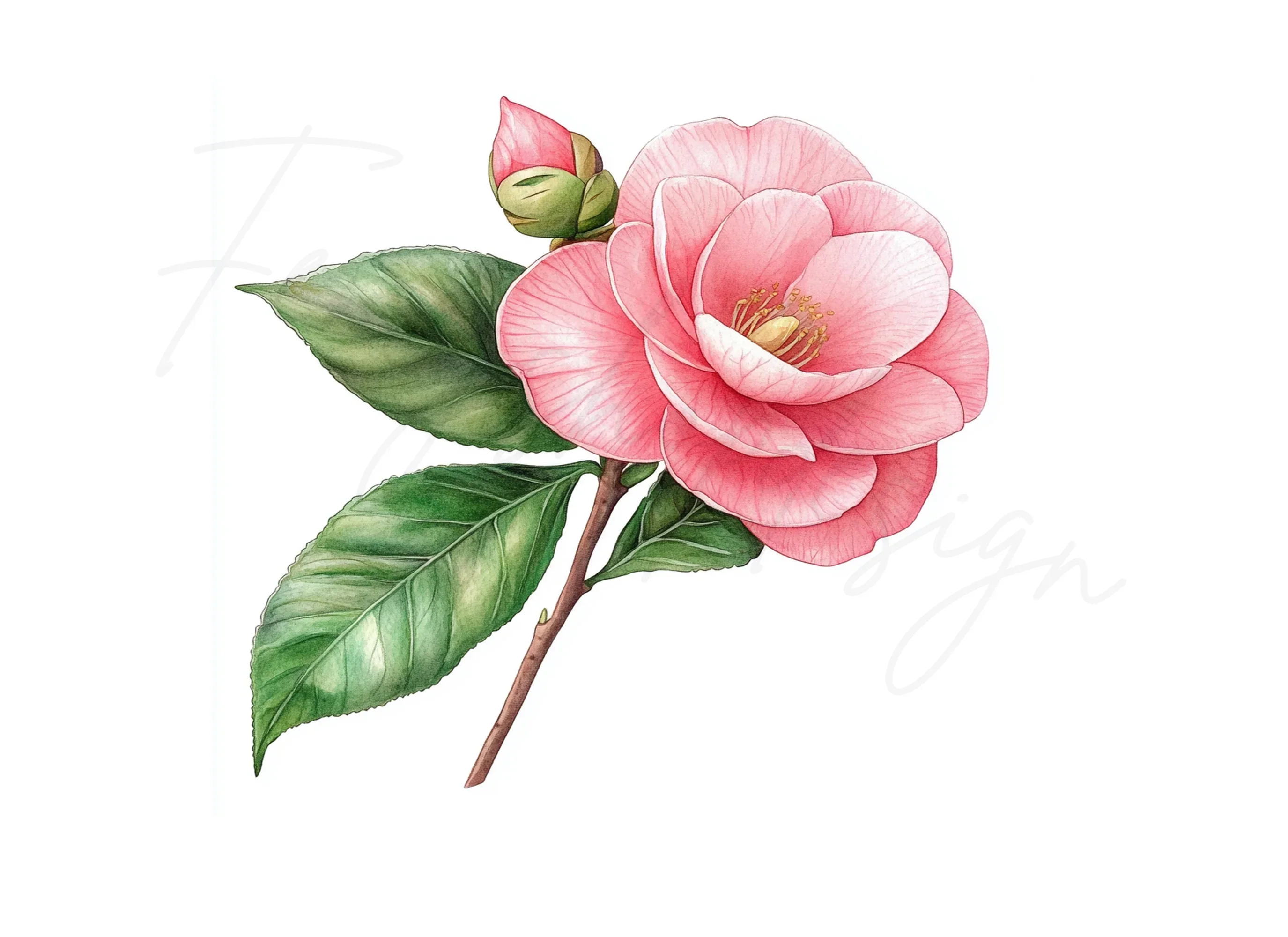 Camellia Blossom and Bud Clipart Bundle - Image 3