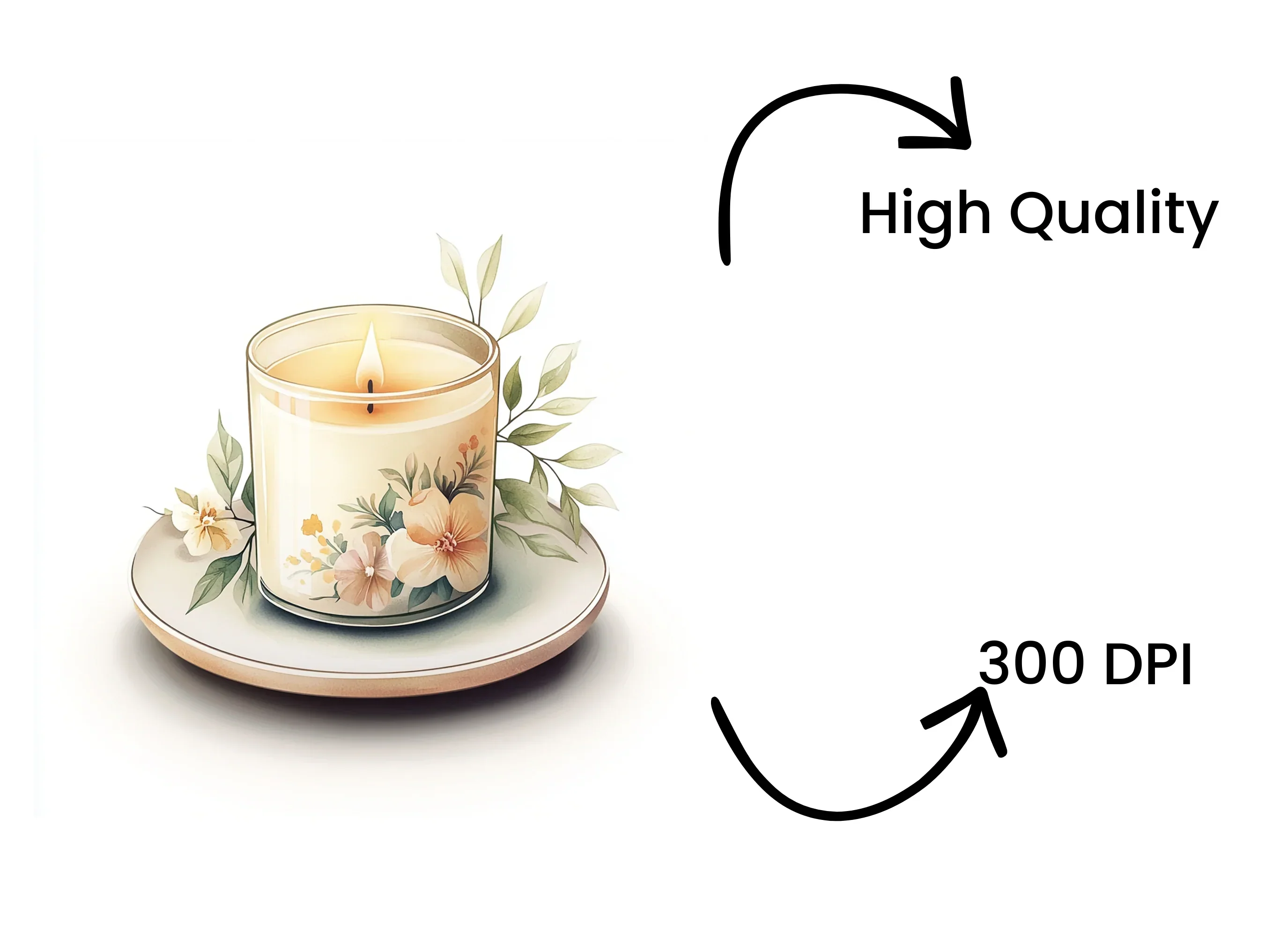 Candle White Flowers Clipart Bundle - Image 4