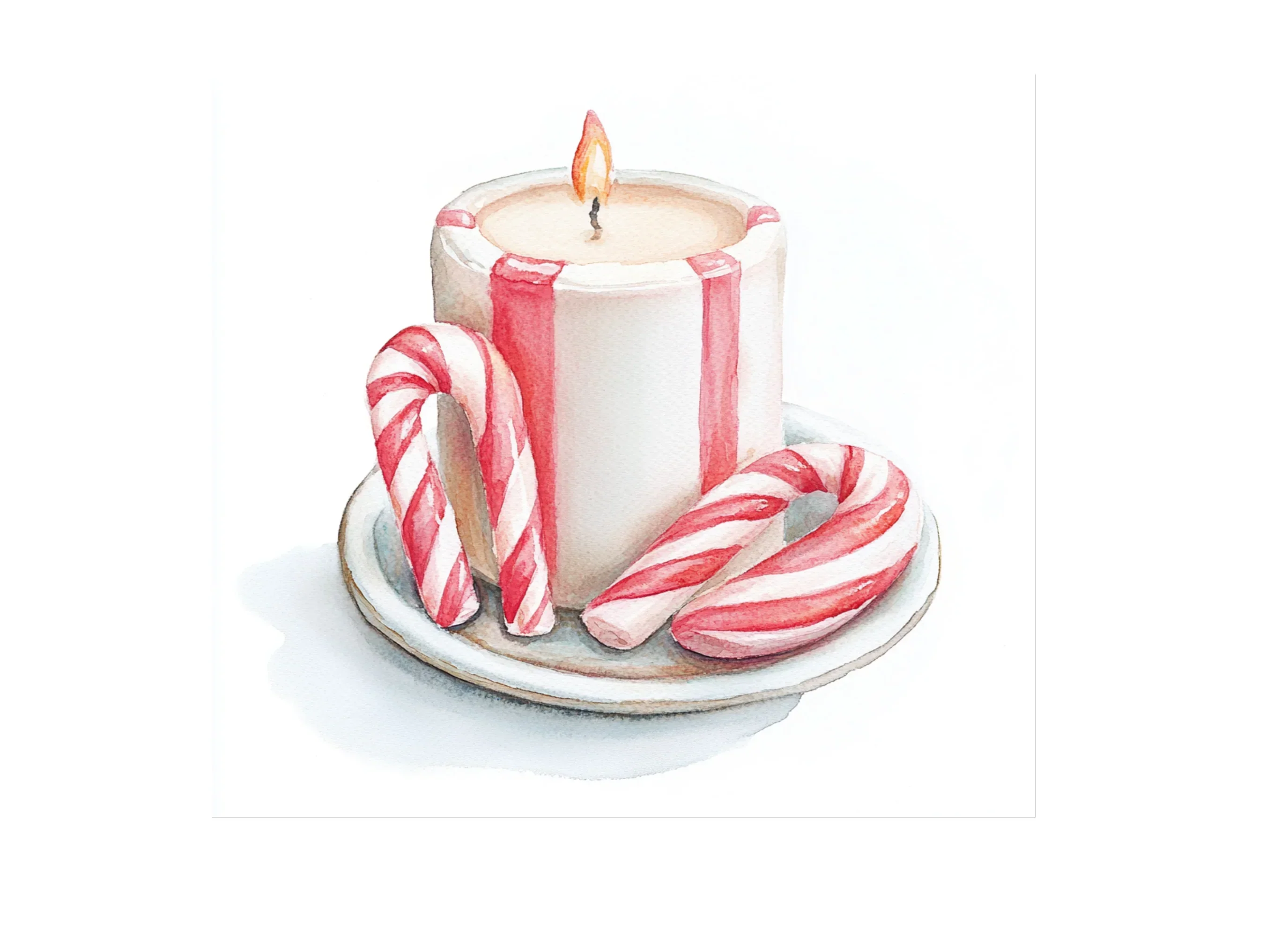 Candy Cane Christmas Candles Clipart Bundle - Image 2