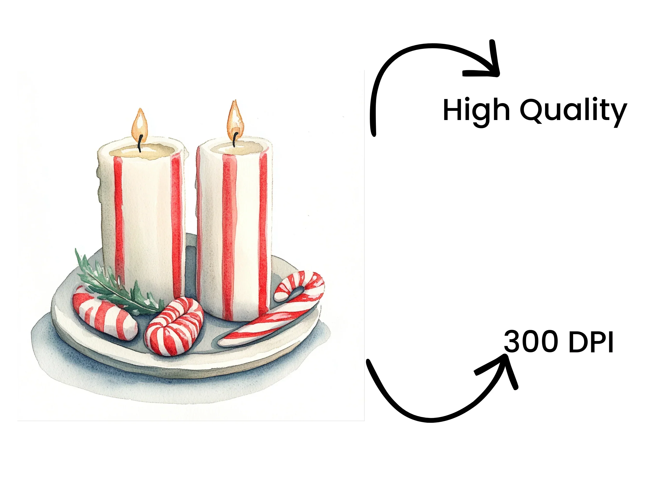 Candy Cane Christmas Candles Clipart Bundle - Image 4